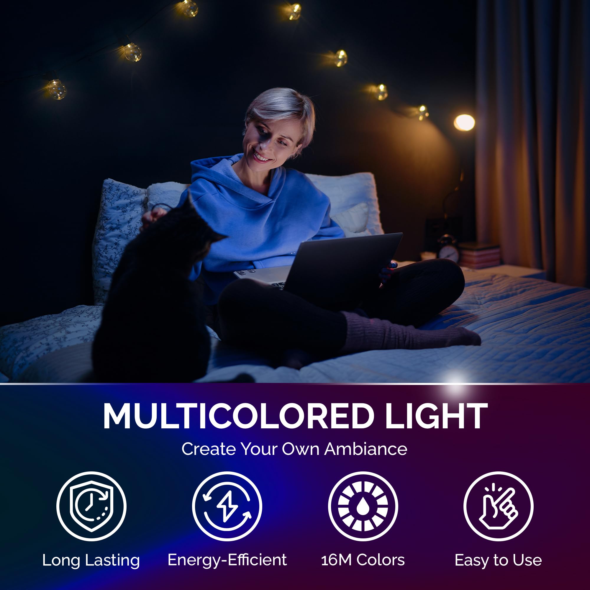 Healthy Life Nutrition Flux Wifi Smart Led Light Bulb - Alexa & Google Home Compatible, Multicolor