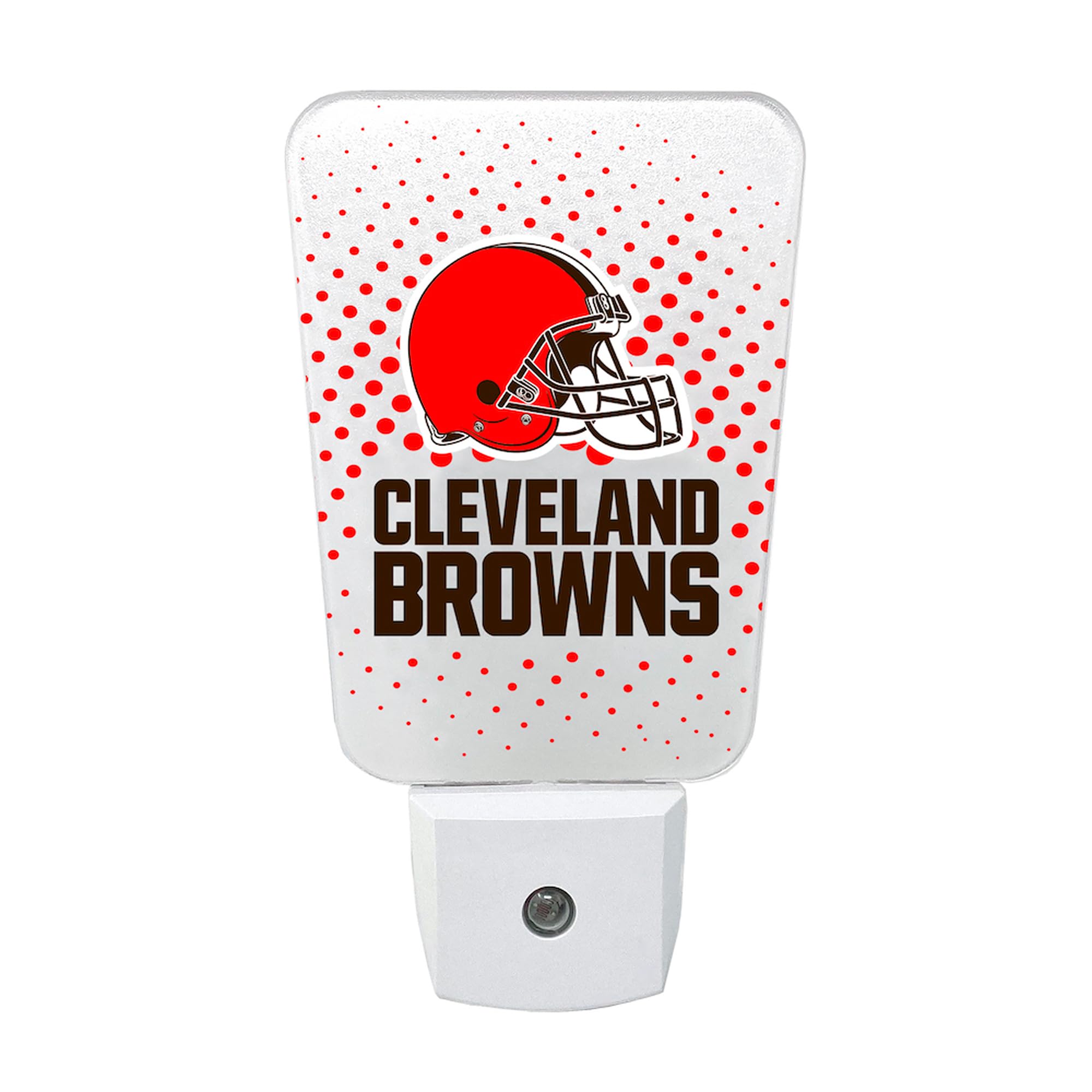 Party Animal NFL Team LED Night Light, with Auto Sensor and 3 Light Settings, Slim 5-Inch Design fits Standard Outlets, Clevelan