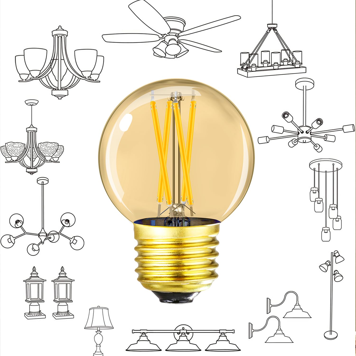 Leools G16.5 E26 Led Bulb 4W Equal 40 Watt Vintage Led Edison Bulb Ac120V 400Lm 2700K Amber Warm White Clear Dimmable Led Bulb F