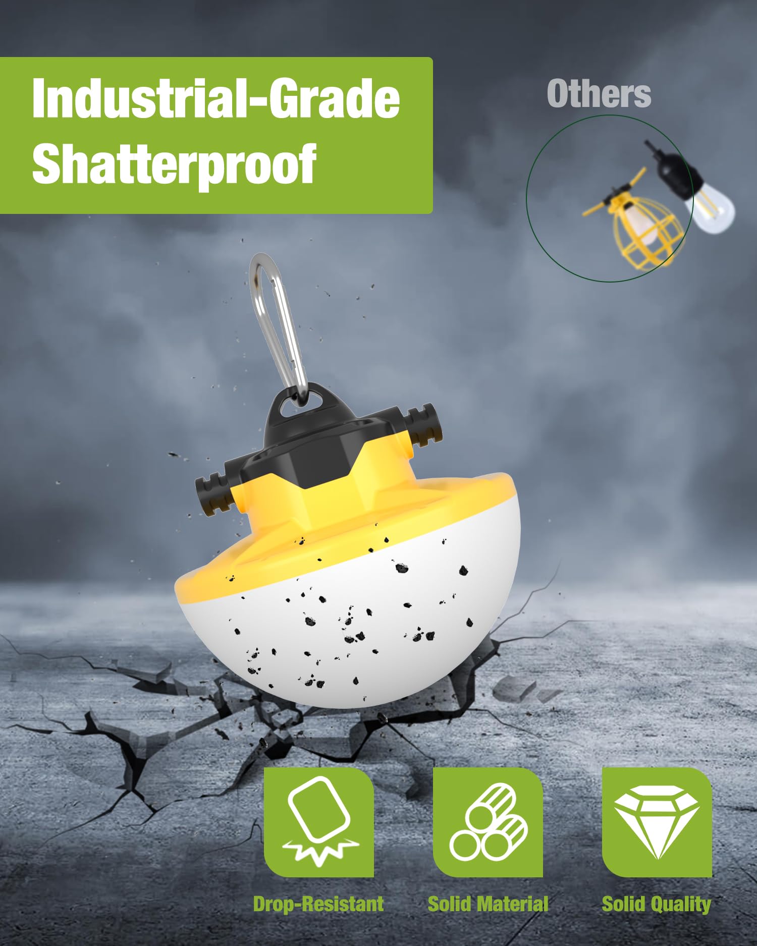 130W 16000Lm 3Pong Construction Lights String 100Ft Industrial Led String Work Lights, Ip65 Waterproof 18Awg Wire 5000K Super Bright For Construction Sites Temporary Work Jobsites Outdoor Lighting