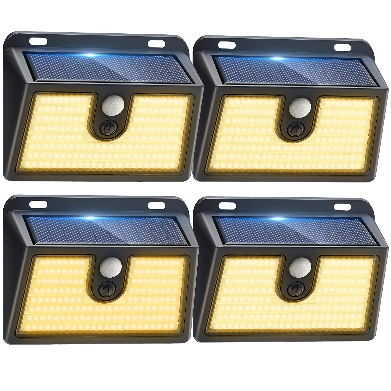 CLAONER Solar Motion Sensor Lights, 4 Pack, Warm White, Waterproof, 3 Lighting Modes, Model SL354AW