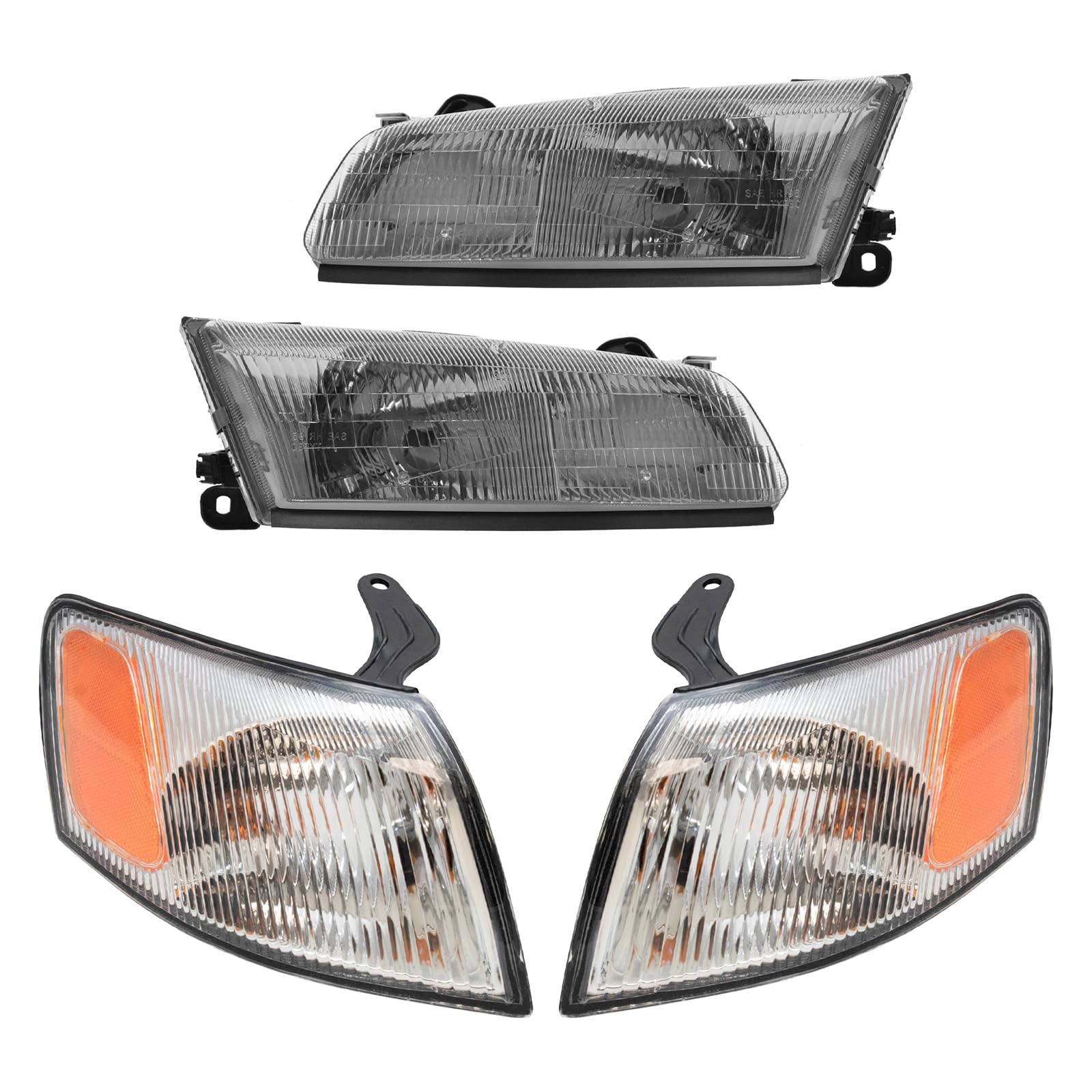 TRQ Headlight Assembly Set for 1997-1999 Toyota Camry, Model LKA55913, Includes Driver & Passenger Side Lights