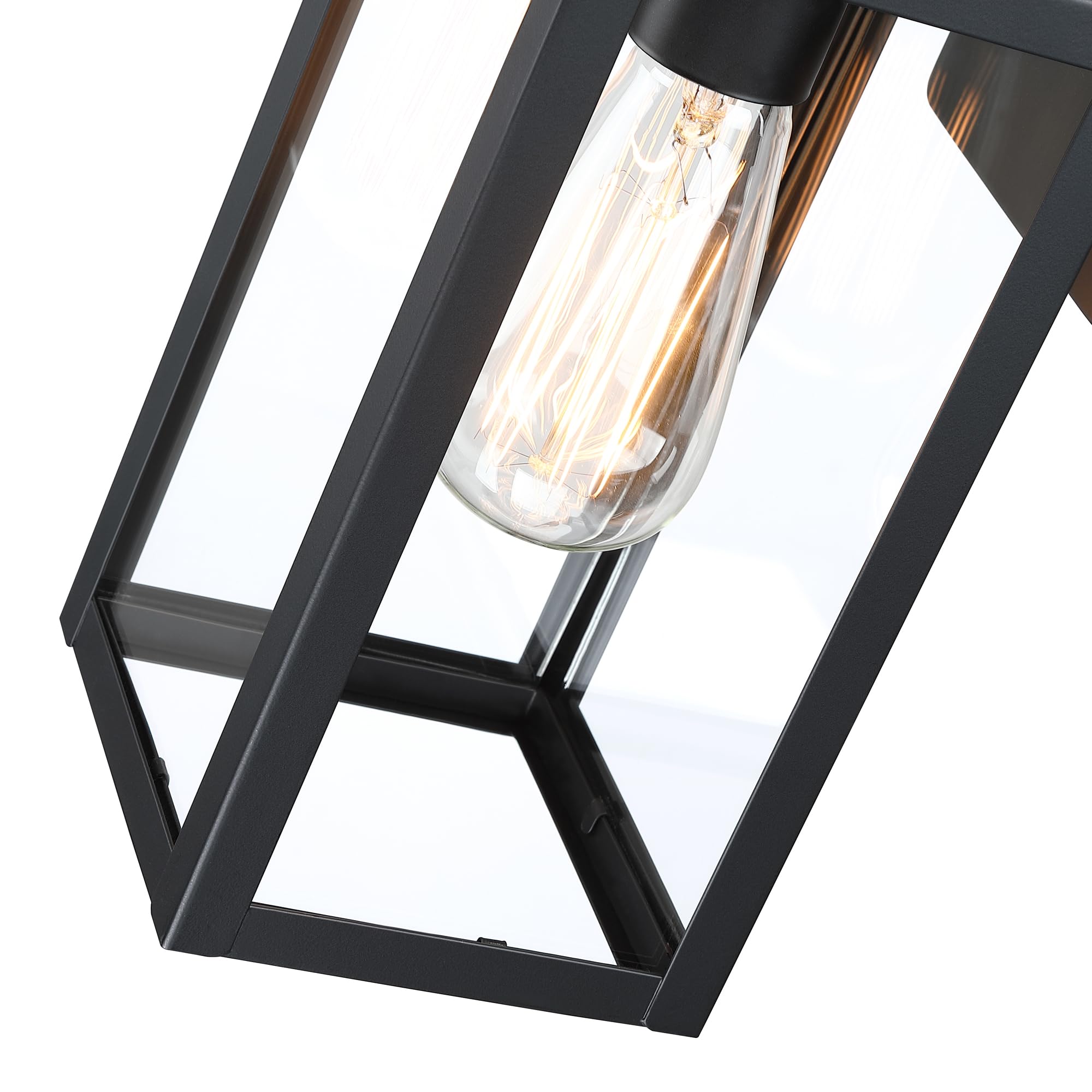 Faymart Lighting 2 Pack Outdoor Sconce Lights-12 Inch Outdoor Wall Light Exterior Sconce Steel And Glass Porch Light  Black Wall Lantern For Front Porch Garage Balcony