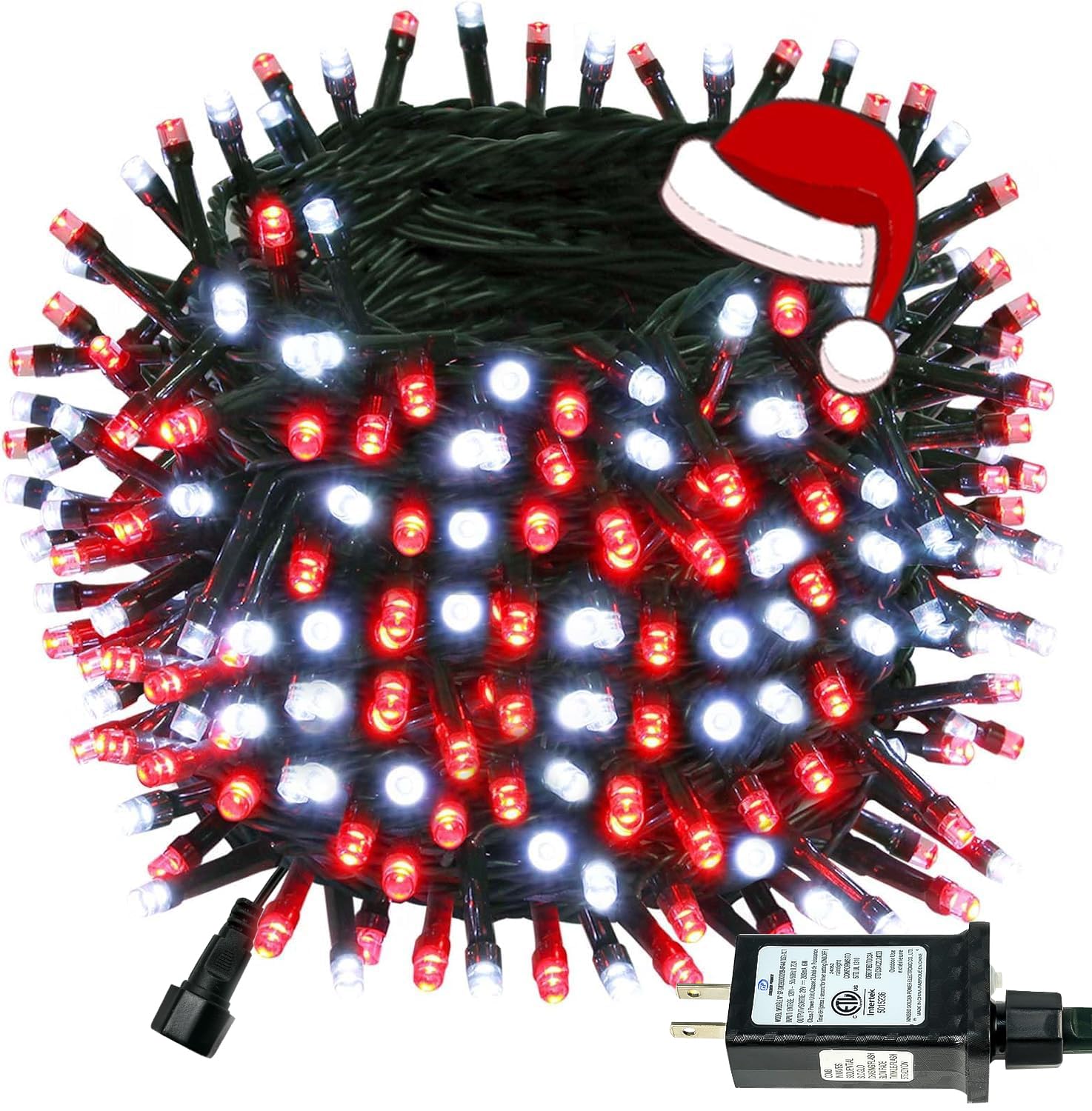 BHCLIGHT Connectable String Lights 240 LED 95Ft Green Wire Red & White Indoor Outdoor with Timer, Model MLS-D-02900207-SW