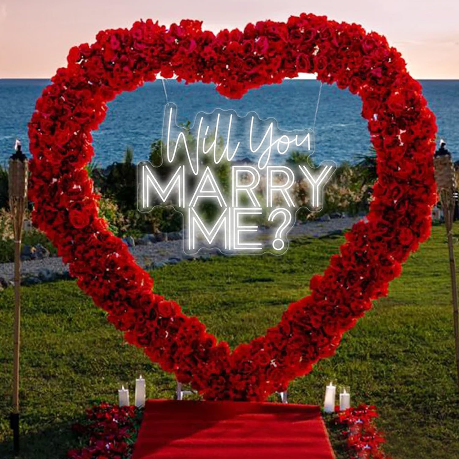 Large Will You Marry Me? Neon Sign Custom Wedding Neon Sign For Marriage Proposal Home Wall Decor Wedding Party Wedding Backdrop Decor Personalized Gift Neon Lights Event Decorate. Size:23X17.5Inches-Warm White