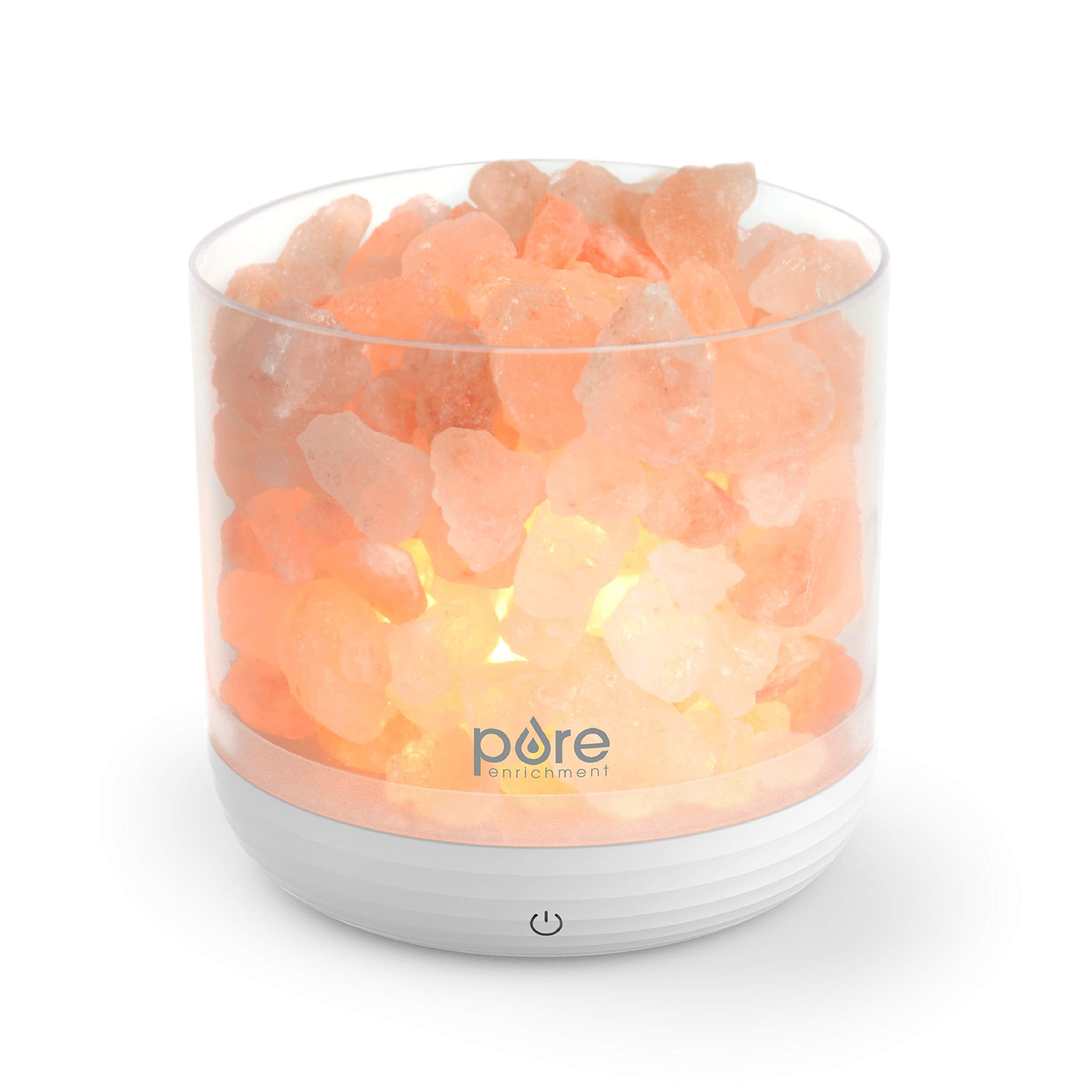 Pure Enrichment Pureglow Usb Salt Lamp - Authentic Pink Himalayan Salt Rocks, Light Dimmer With 5 Levels, 2 Bulbs, And Usb Power