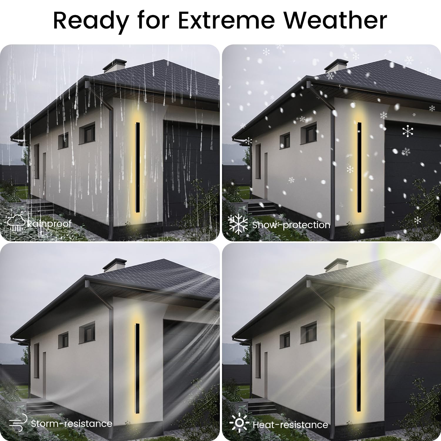 Niuzdu Modern Outdoor Wall Lights - 2Pack 59Inch Black Exterior Light Fixtures Wall, Porch Lights Outdoor Wall Sconce, Patio Long Strip Wall Light Fixtur Outside For Garage, House