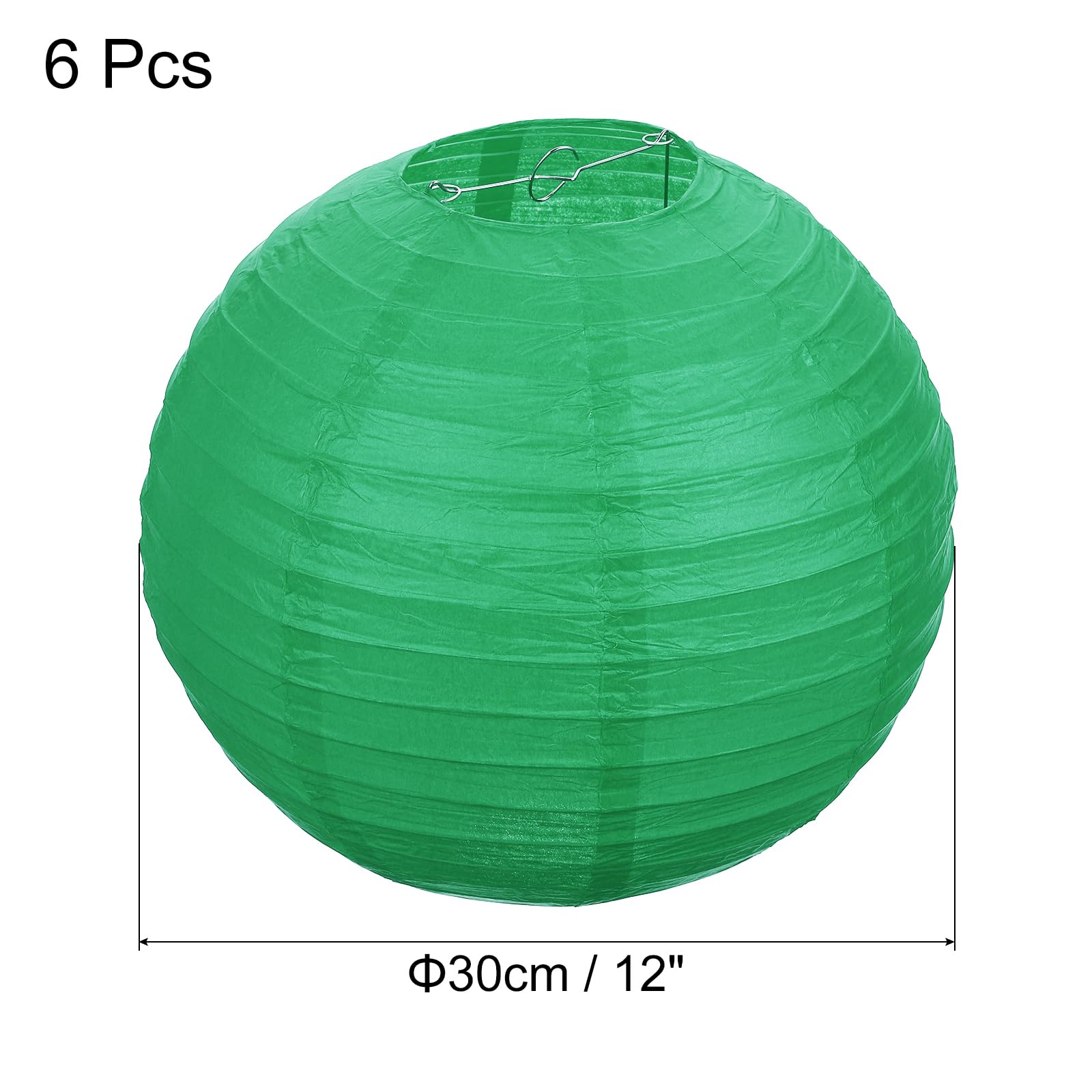 Patikil 12 Inch Paper Lanterns, 6 Pack Round Folding Hanging Lamp Shade For Wedding Home Party Festival Celebration, Dark Green