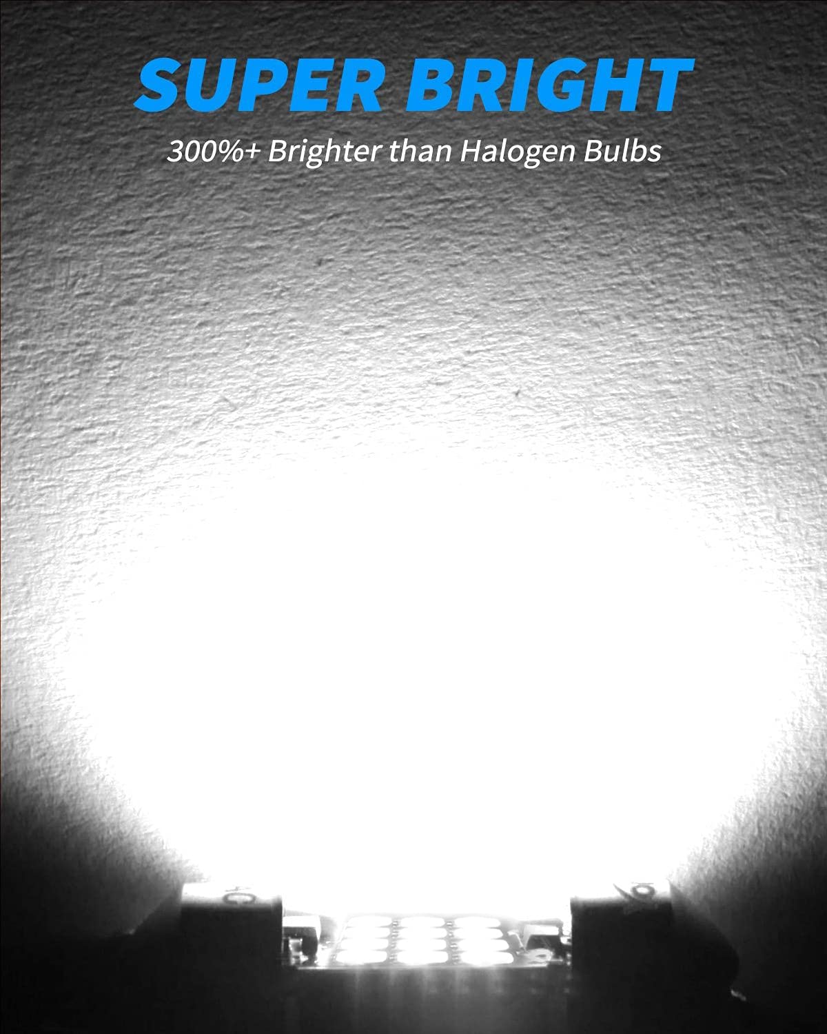 Yorkim 6418 LED Bulb, Festoon 36mm, 12-SMD 4014 Chipsets, 6500K White, Pack of 4, Aluminum