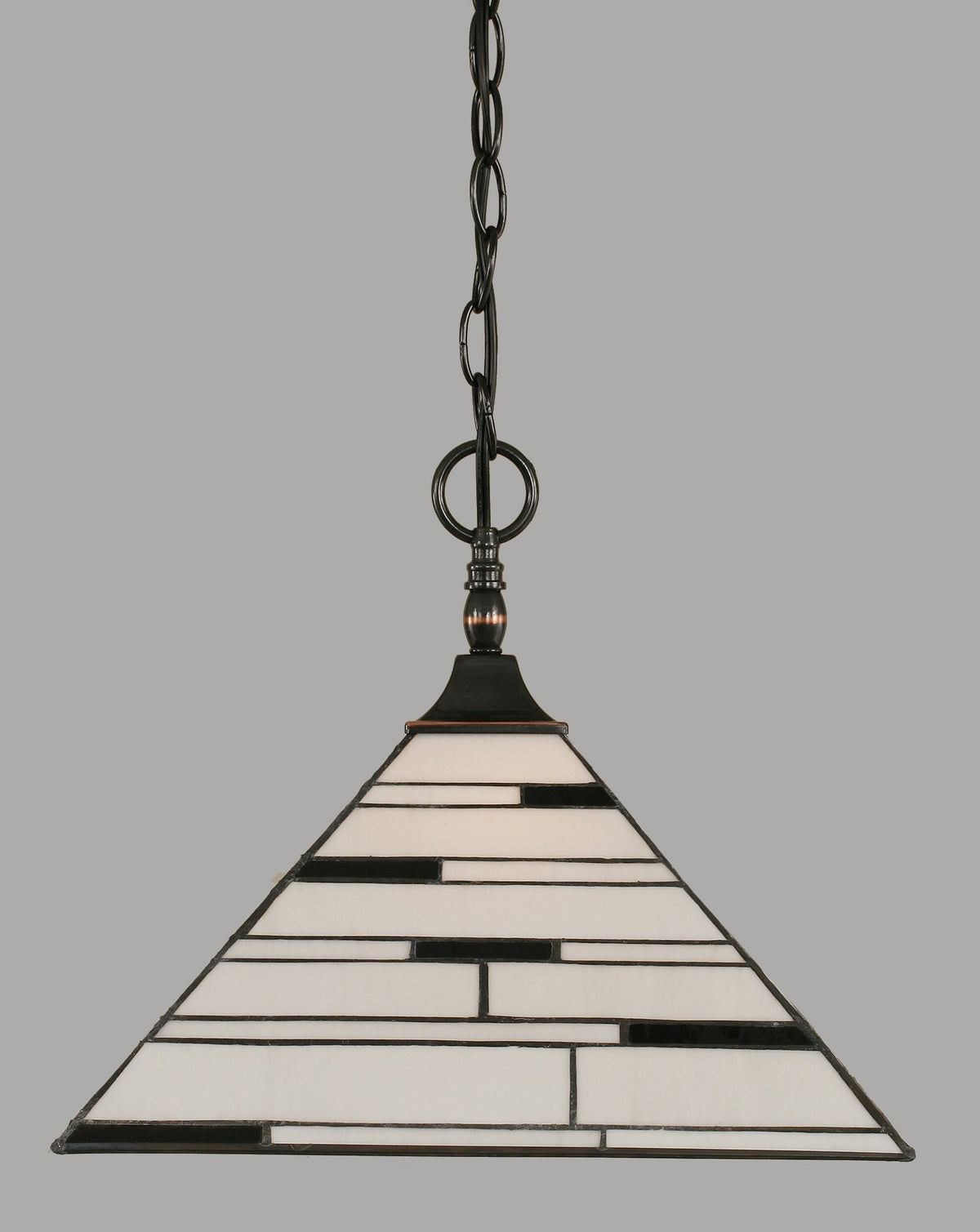 Toltec Lighting 12-Bc-952 Chain Hung Pendant With Square Fitter With 14&quot; Pearl Ebony Tiffany Glass, Black Copper Finish