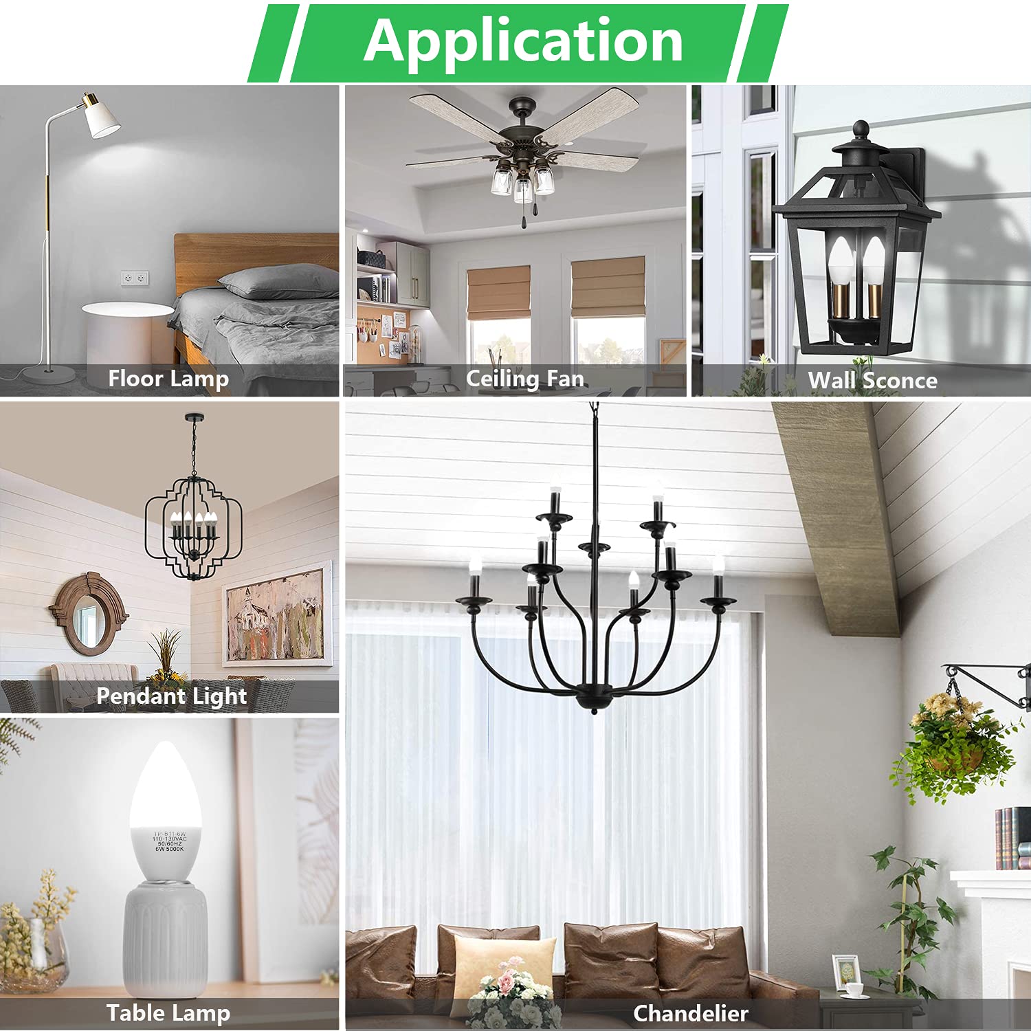 MAXvolador E12 Candelabra LED Bulbs 60W Equivalent, Daylight White 5000K, Pack of 12, Non-Dimmable, B11 Candle Lamp