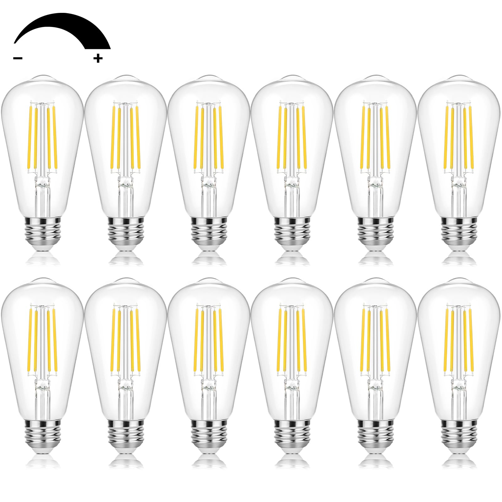 Sucolite Vintage Led Edison Bulbs 60W Equivalent Dimmable 7W, Daylight White, 12 Pack