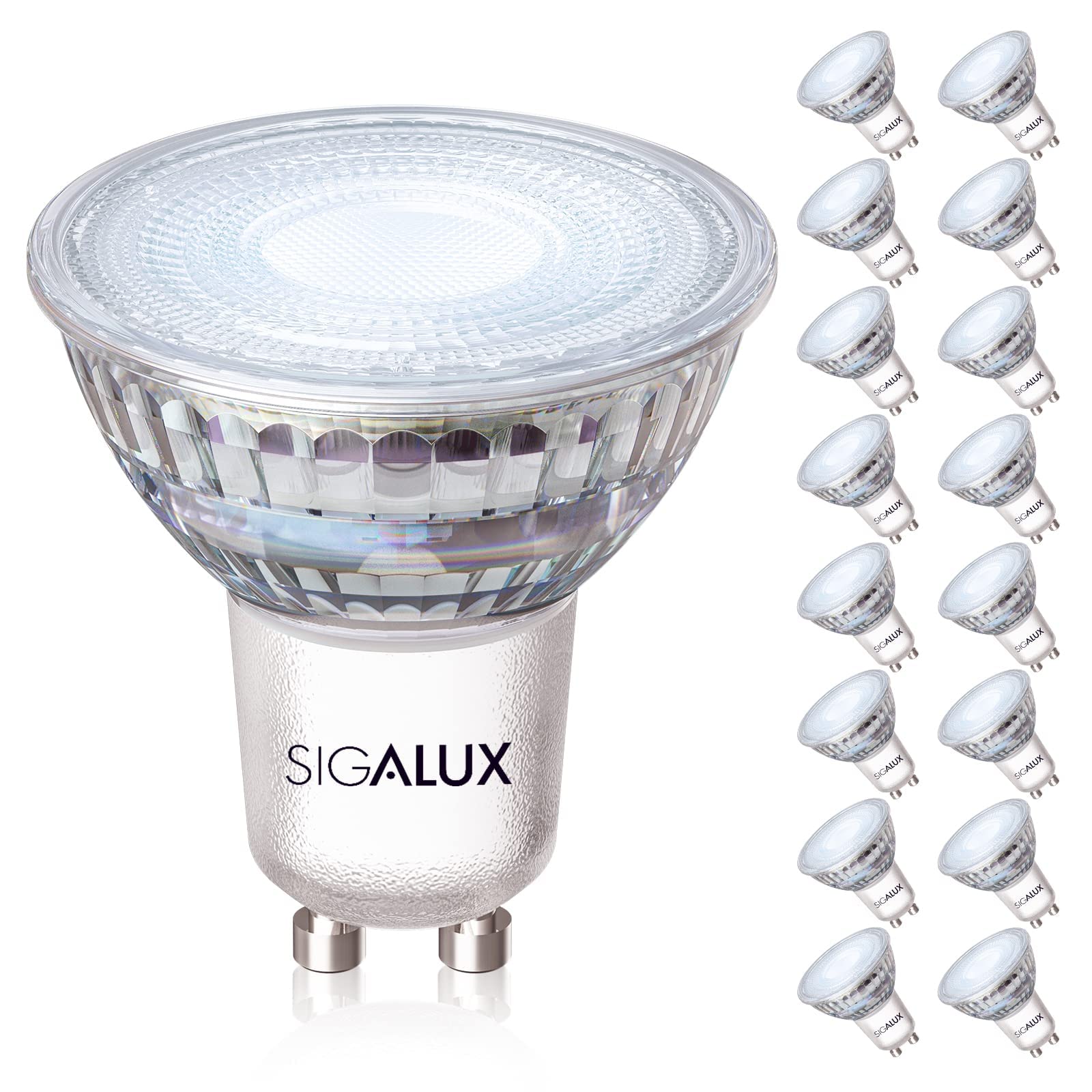 Sigalux Gu10 Led Light Bulbs, Dimmable 5000K Daylight White Natural Light, 4.5W 450Lm, Mr16 Led Bulb Equivalent 50W Halogen Repl