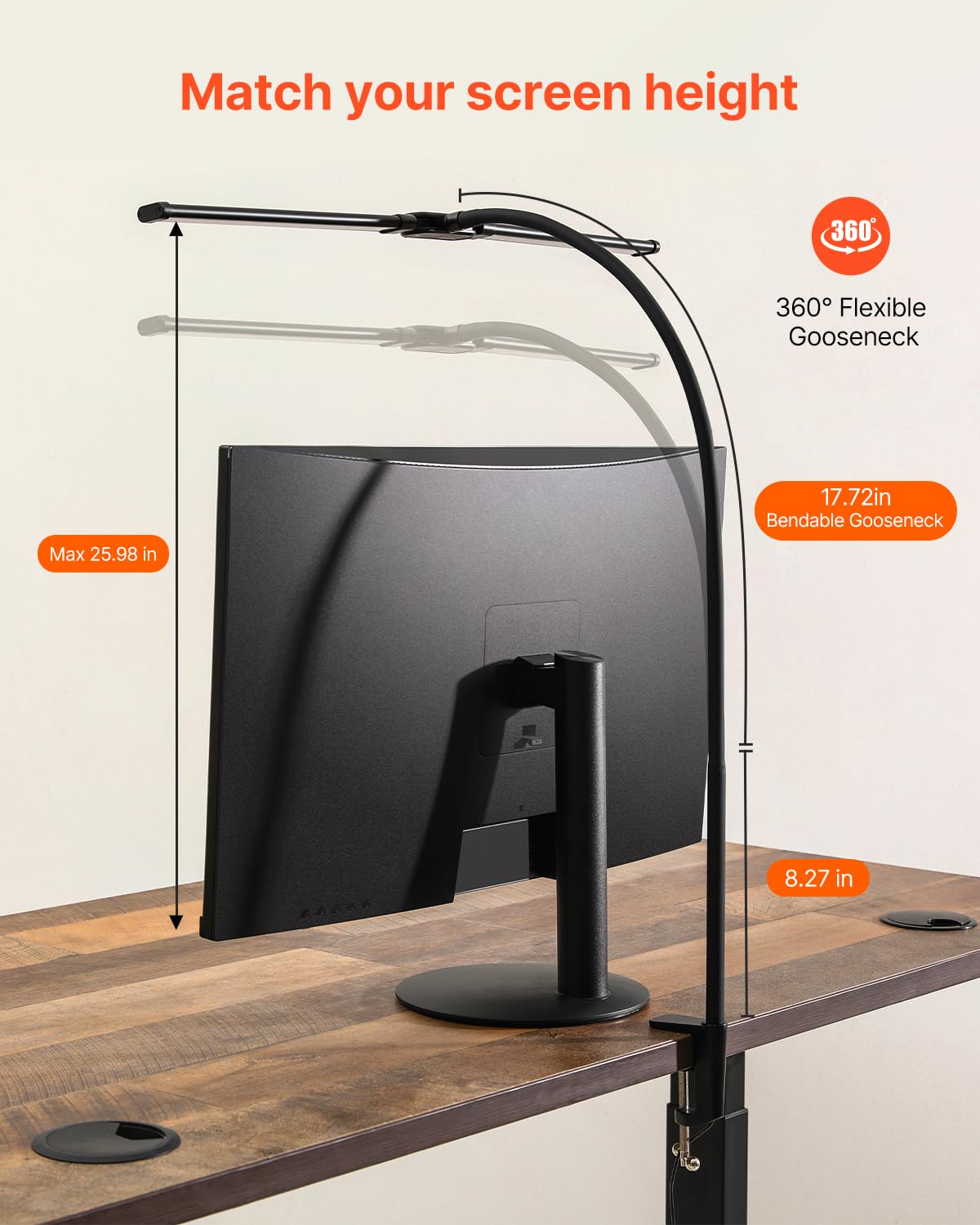 Vevor Led Desk Lamp With Clamp, Double Head Architect Desk Lamp For Home Office, Eye-Caring Desk Light With 360 Adjustable Goose