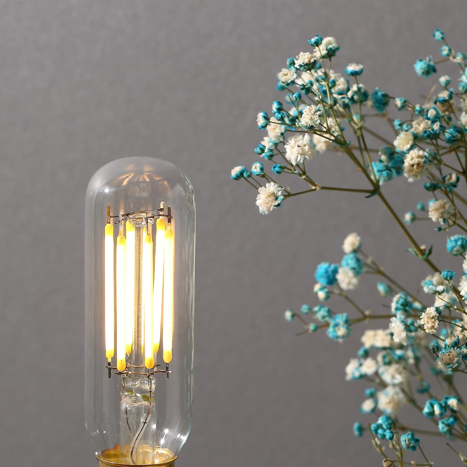 Create Bright Vintage Led Edison Bulbs E12 Candelabra Dimmable Light Bulbs T6 T25 80W Equivalent,2700K Warm Light,3.58 Inch,6-Pa