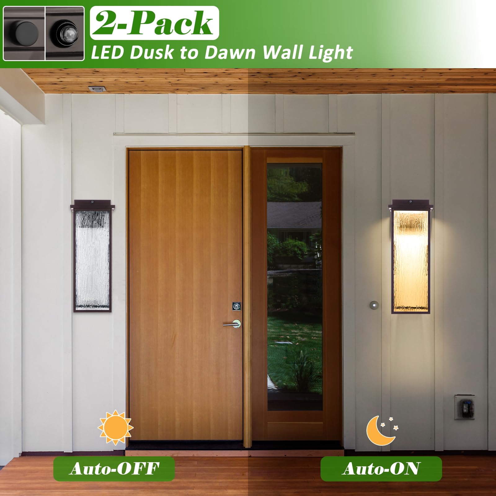 2 Packs Dusk To Dawn Led Outdoor Light 20'' Extra Large , Oil Rubbed Bronze Modern Exterior Lighting Fixtures, Outside Porch Lig