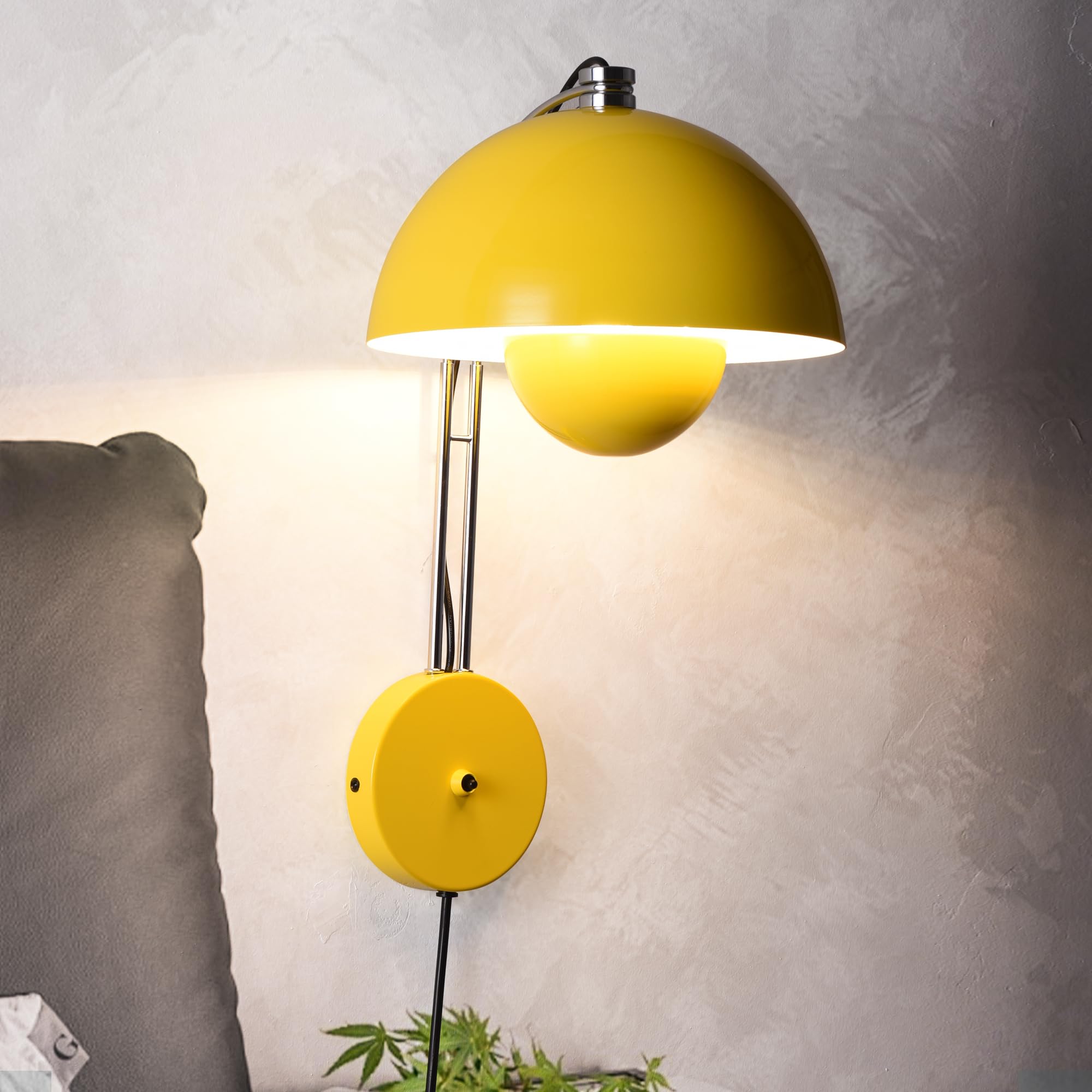 COSYLUX Modern Sleek Plug in Wall Sconce, Hardwired & Corded 2in1 Design Metal Wall Light Fixtures for Bedroom Bedside Reading, 
