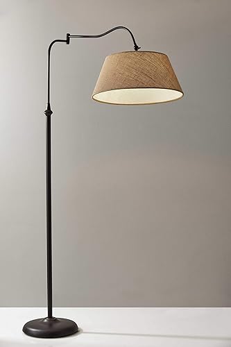 Homeroots 61&quot; Bronze Arched Floor Lamp With Brown Empire Shade