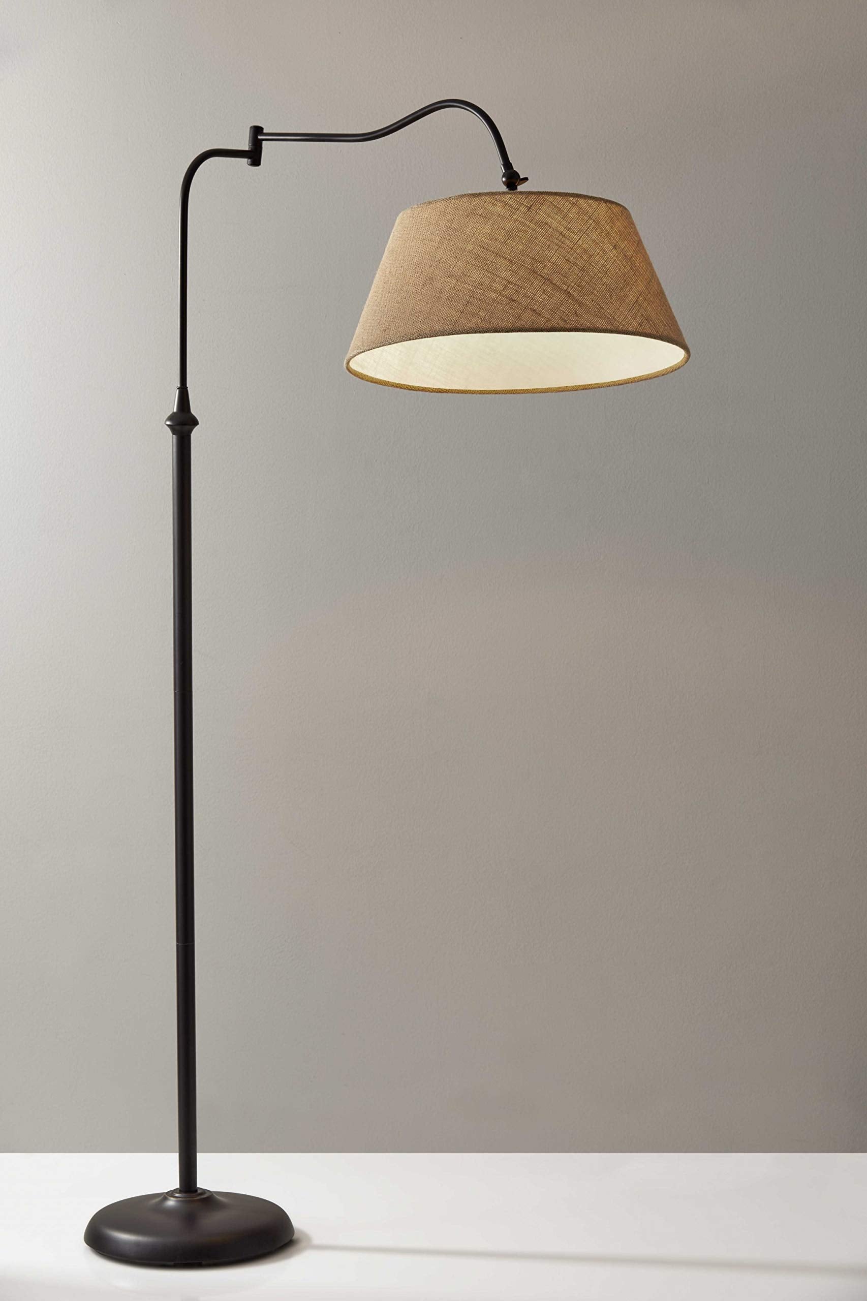 Homeroots 61&quot; Bronze Arched Floor Lamp With Brown Empire Shade