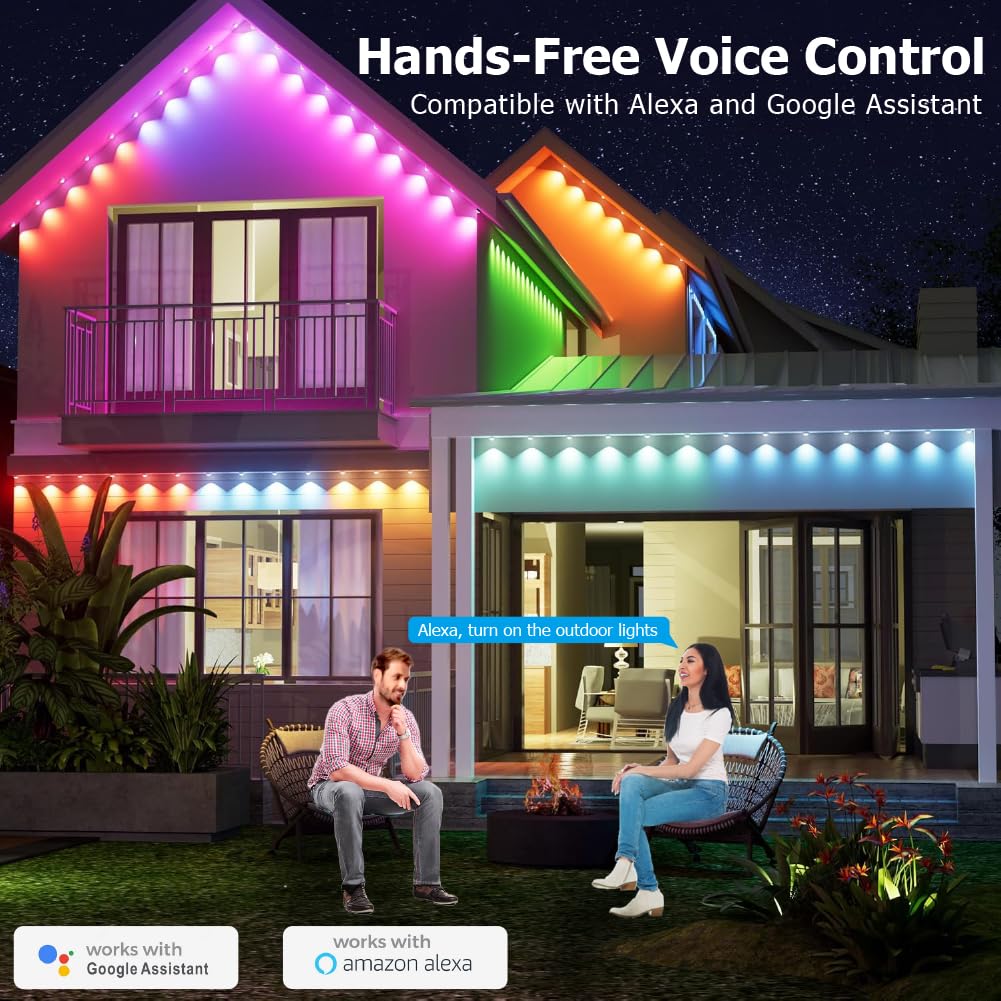 100Ft Permanent Outdoor Light  Smart Rgb Plus Ic Outside Lights For House  App/Remote Control String Light  Work With Alexa  Ip67 Waterproof Led Strip For Daily Party Christmas All Holiday Decor