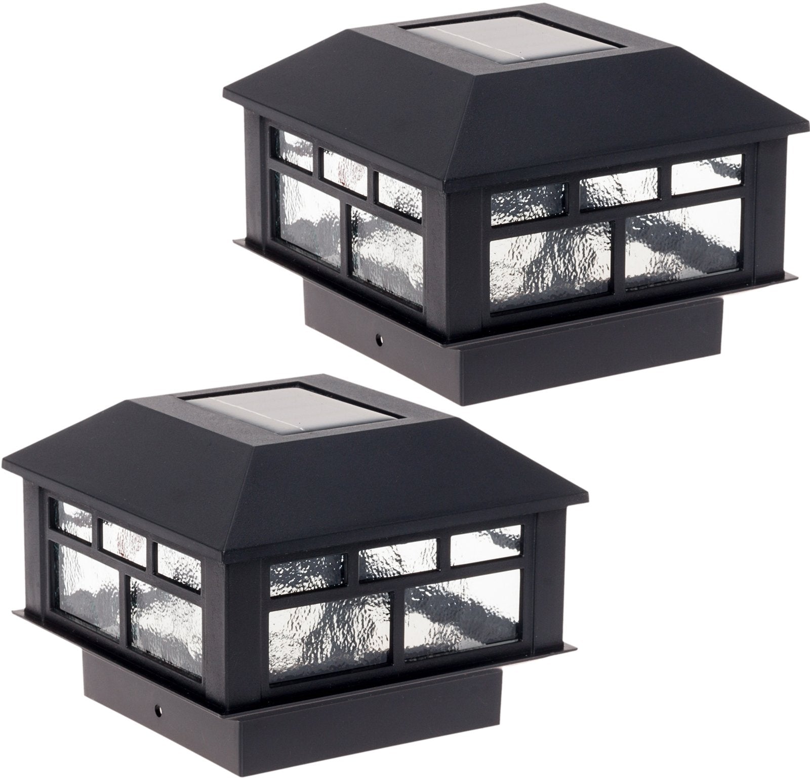 GreenLighting Solar Post Cap Lights - 4x4 5x5 Outdoor Waterproof LED - 2 Pack Black - Model GL-MODERN-BLACK-2PK-SPCL