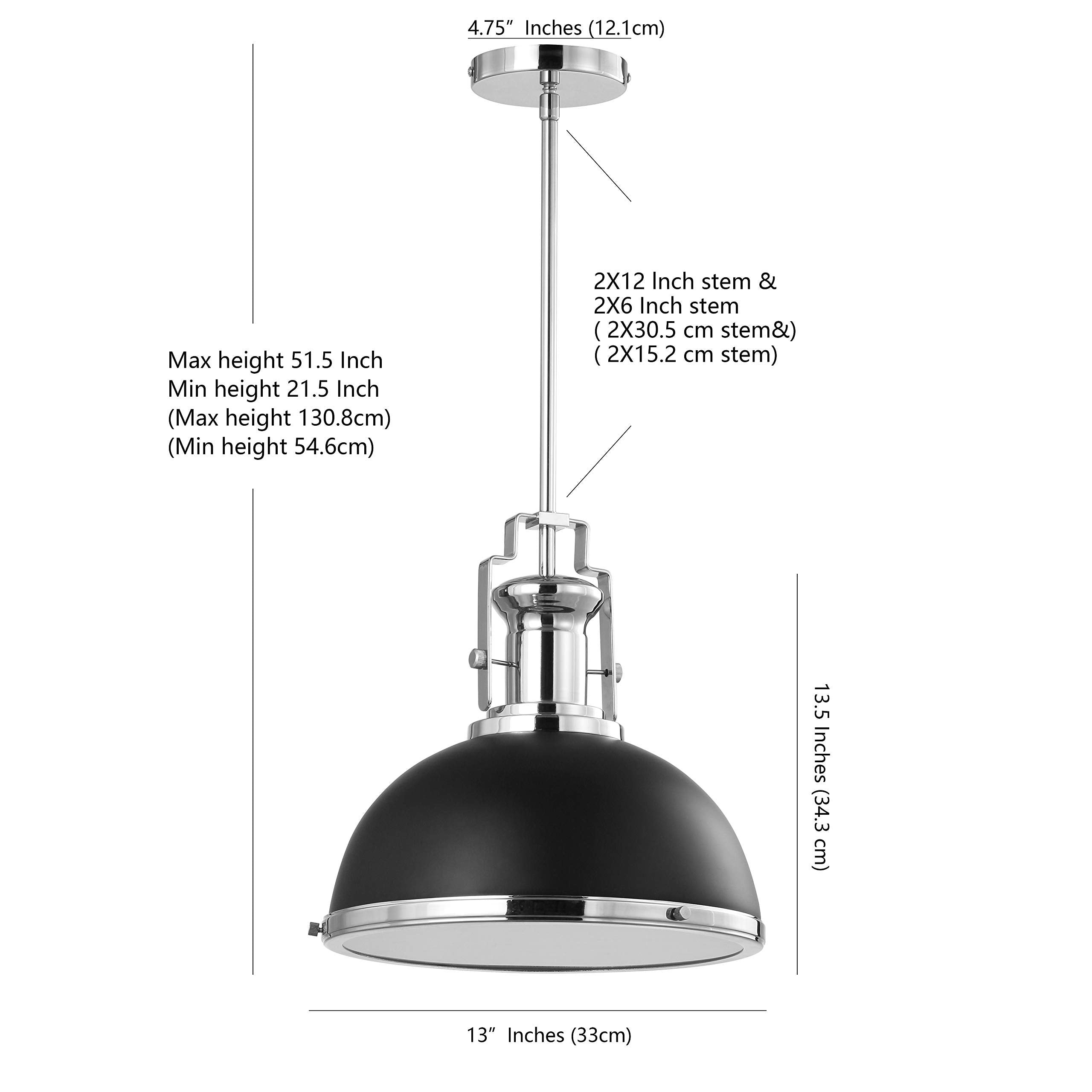 Jonathan Y Jyl9536B Homer 13'' Adjustable Iron/Glass Vintage Led Kitchen Pendant For Living Room Bedroom, Classic Cottage, Black