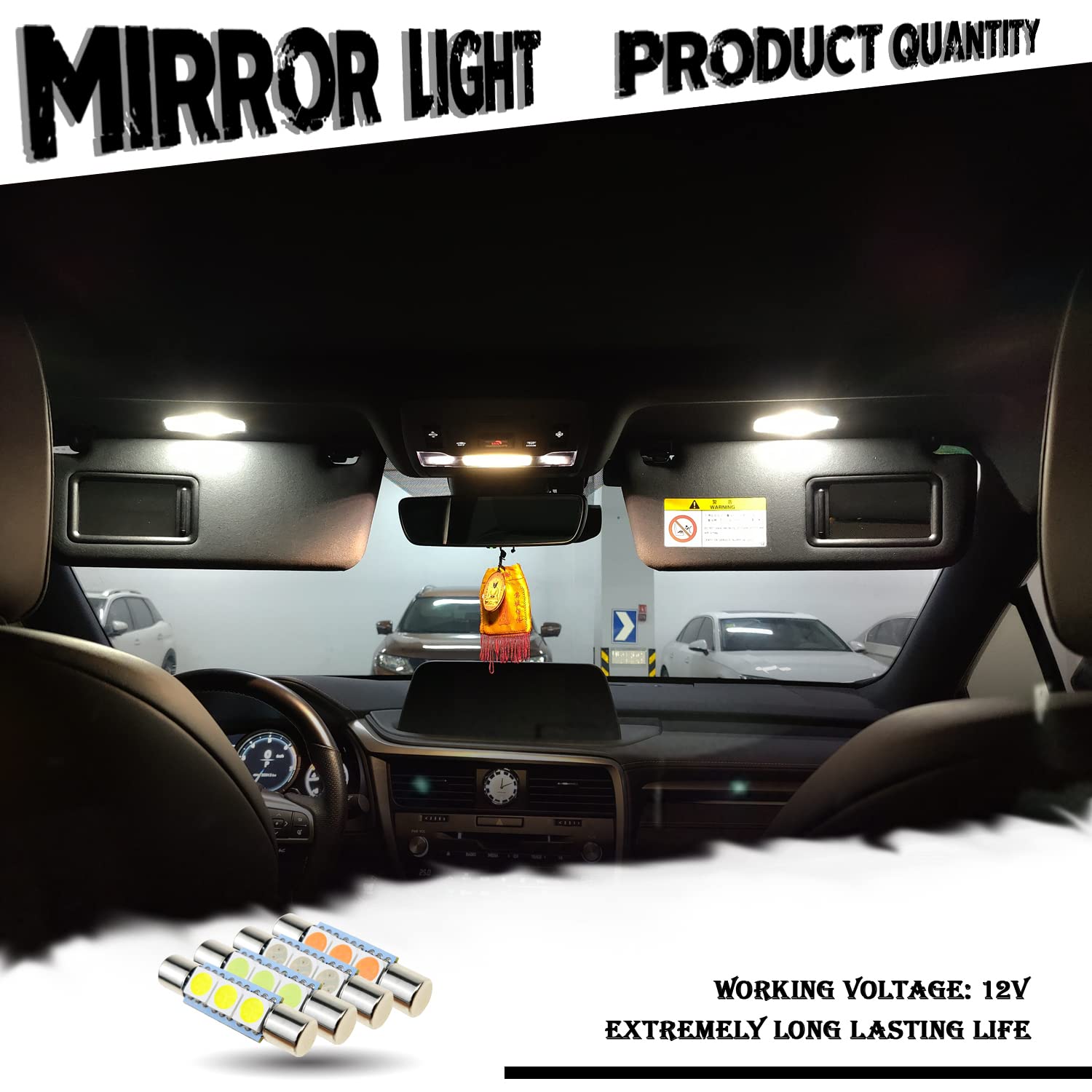 iBrightstar LED Bulbs for Car Vanity Mirror, 29mm 6614F 6612F, Super Bright, Xenon White, Model: iBrightstar-29mm-5050