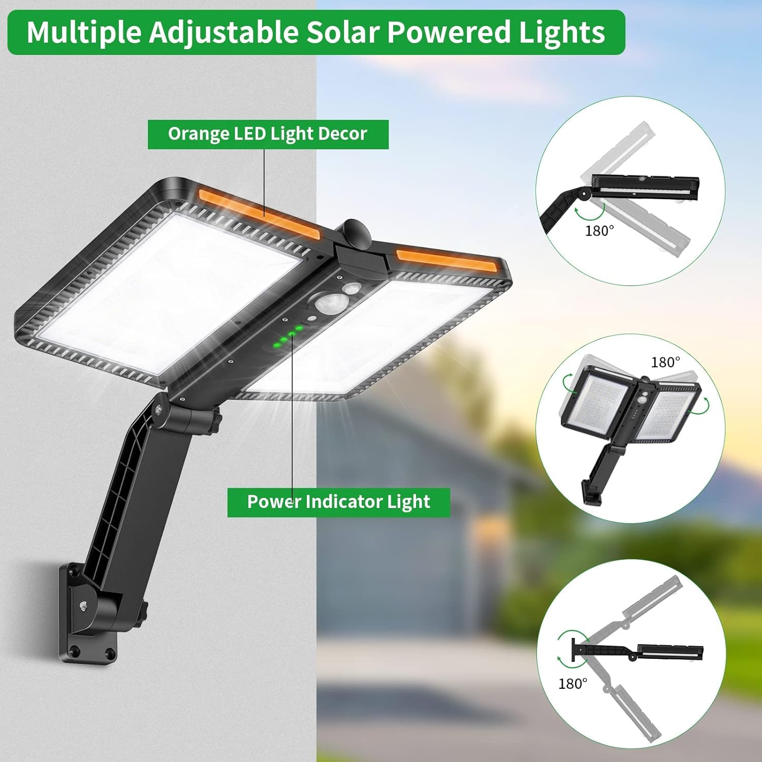 Auzev 218Led Solar Flood Lights With Motion Sensor, 5 Modes, Waterproof For Outdoor Security