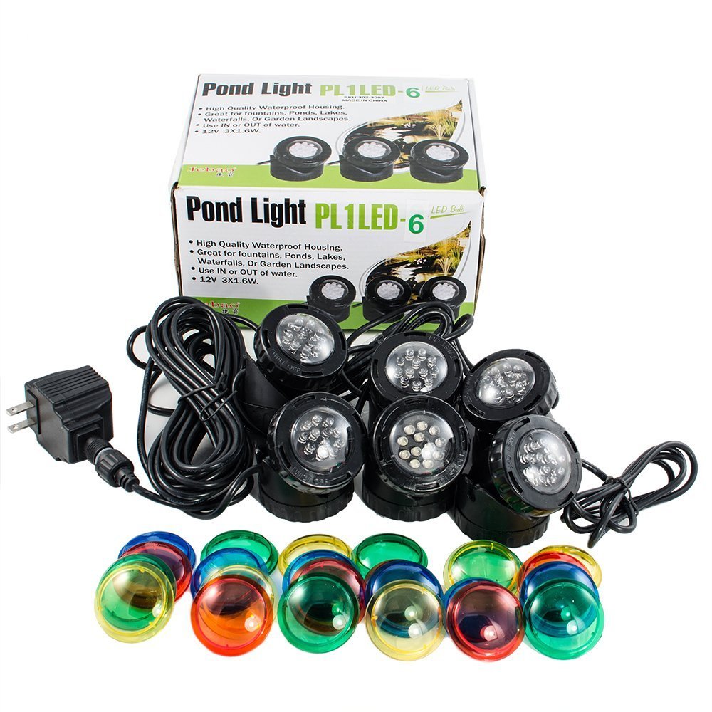 Jebao Submersible Led Pond Light Set Of 6 - Black Plastic Garden Lighting