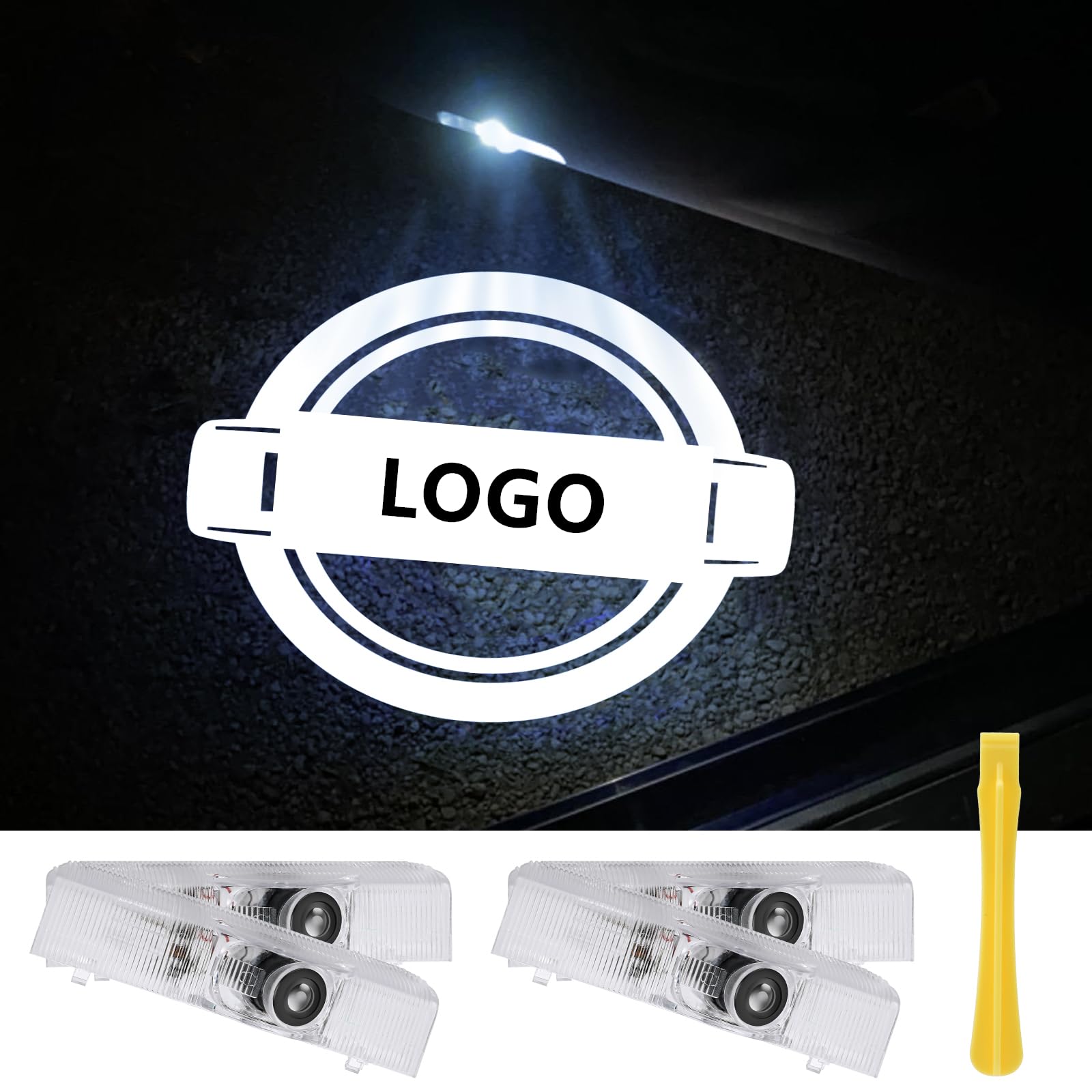 Canpo LED Welcome Lights for Nissan Altima Maxima Armada Titan Quest Pathfinder Terra, Model CA-NS2-GL-4, NA-4Pcs, Glass/Aluminum
