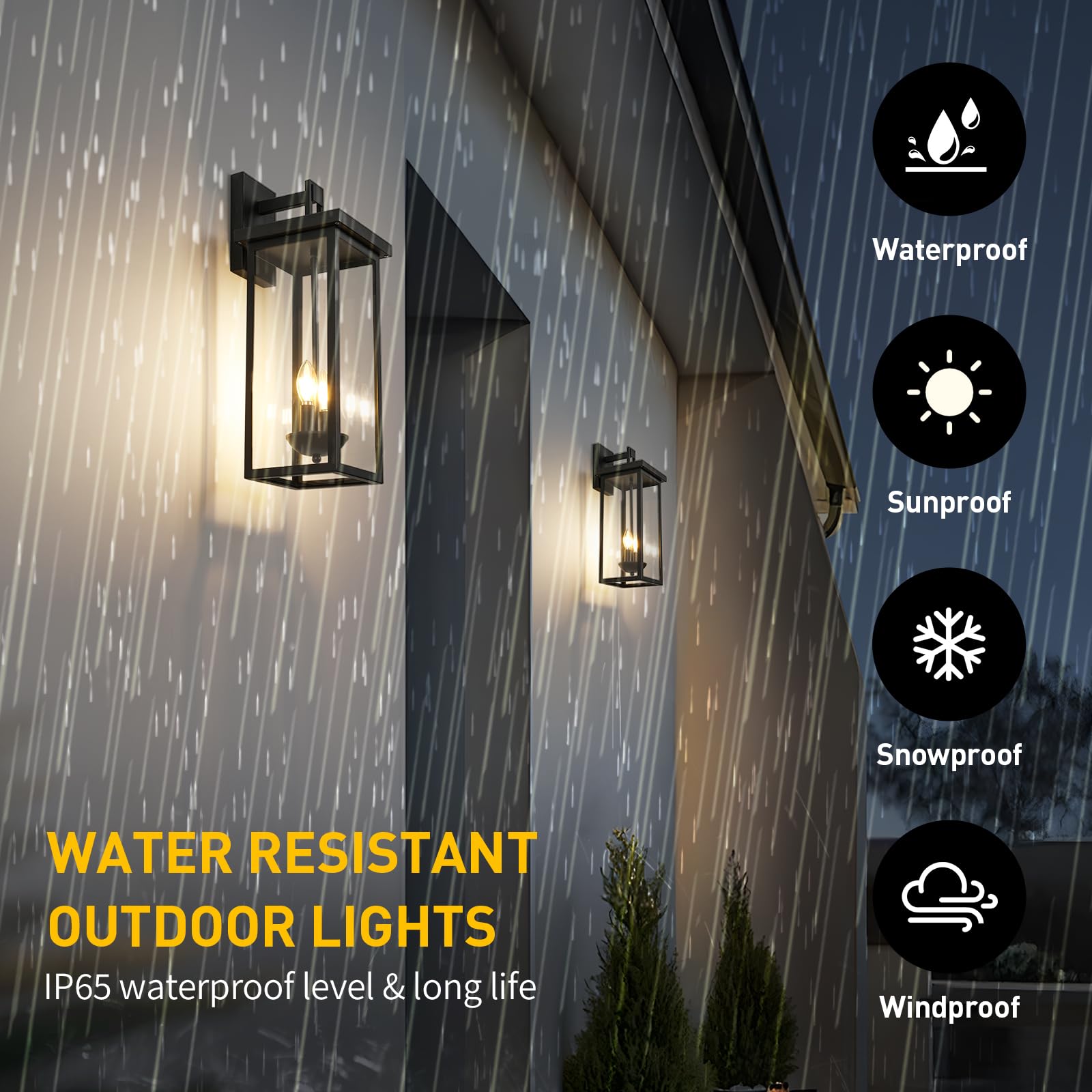 tewei Outdoor Wall Light Fixture, Dusk to Dawn, 22 Inch, Black Metal, Model TW-LB-SR22, 1 Pack