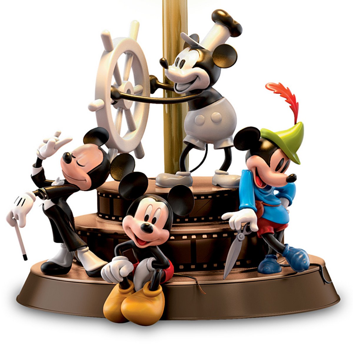 The Bradford Exchange Disney Mickey Mouse Table Lamp, Sculptural Design, Red, Model 126397001, Cast Iron & Wood Materials
