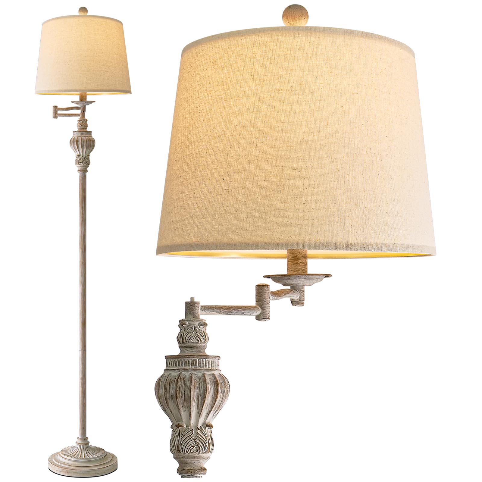 G-Safava 61  Vintage Floor Lamp With 350?Adjustable Swing Arm  Tall Lamp Standing Lamp For Bedroom Living Room Bedside Nightstand Retro Farmhouse Mid Century Lamp Light Home D?Or Office Gifts