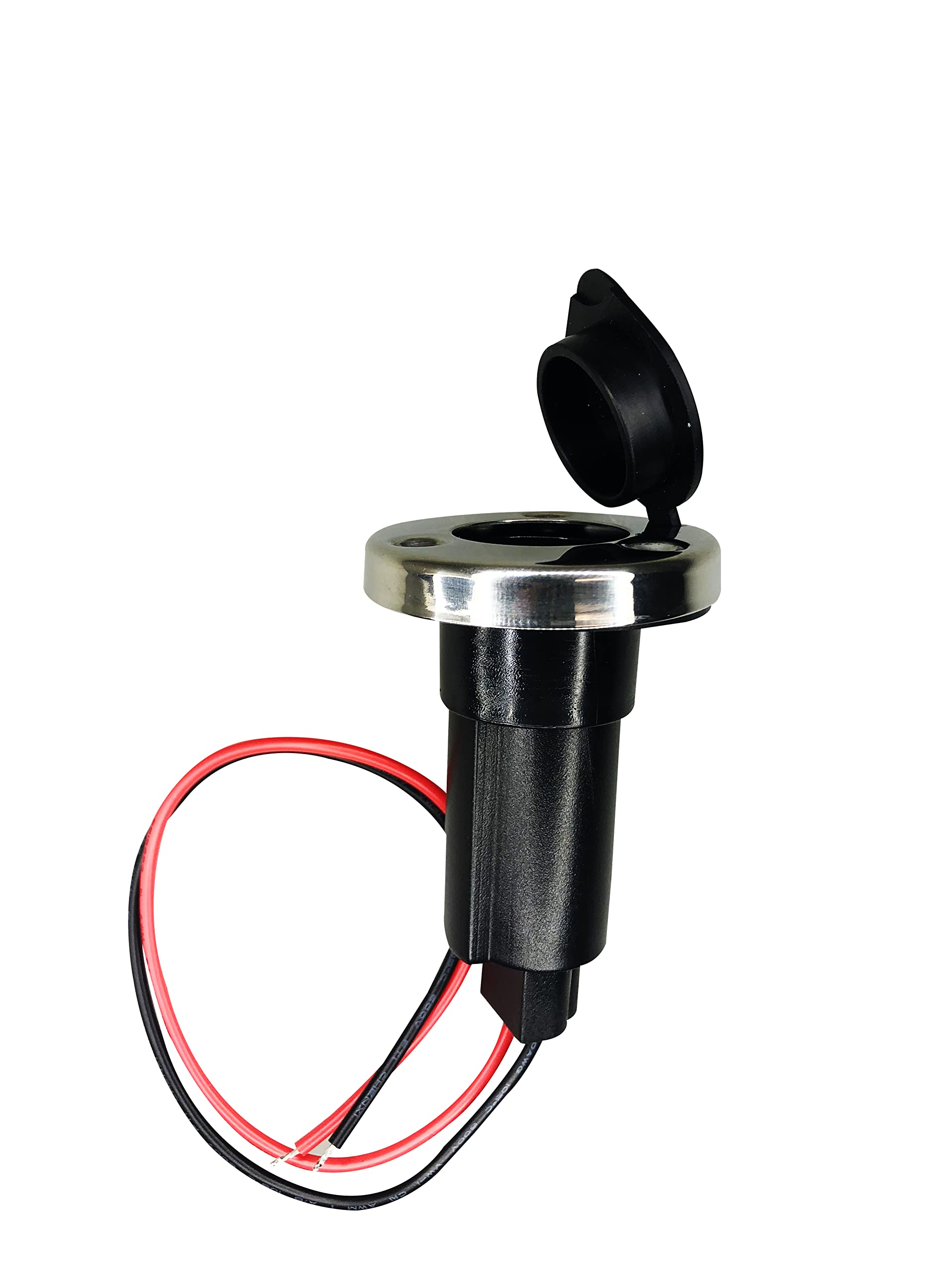 Pactrade Marine Black Rubber Cap 2-Prong Stern Light Pole Base Silver Top Socket Plug-In
