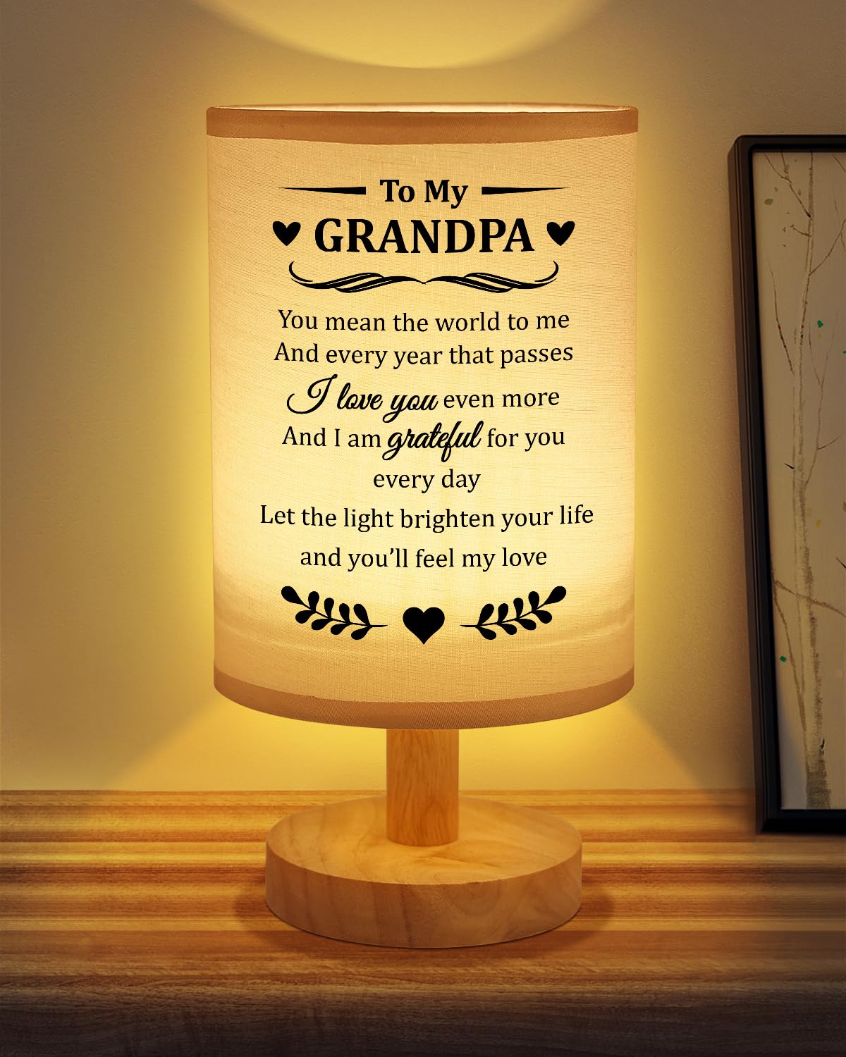 Souhoney Grandpa Gifts For Christmas From Granddaughter Grandson  Table Bedside Lamp Decor For Birthday  Grandpa Gifts Who Have Everything - Fabric Lamps Gray