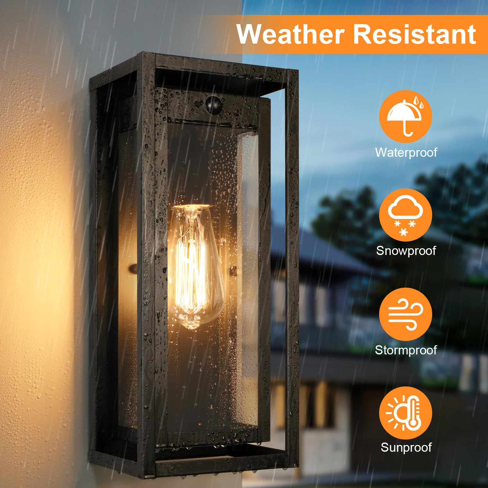 Slypadan 15 Motion Sensor Outdoor Wall Lights  2 Pack Large Dusk To Dawn Outdoor Lights  3 Lighting Modes Waterproof Anti-Rust Wall Sconces  Exterior Lighting Fixtures For Front Door  Porch  Garage