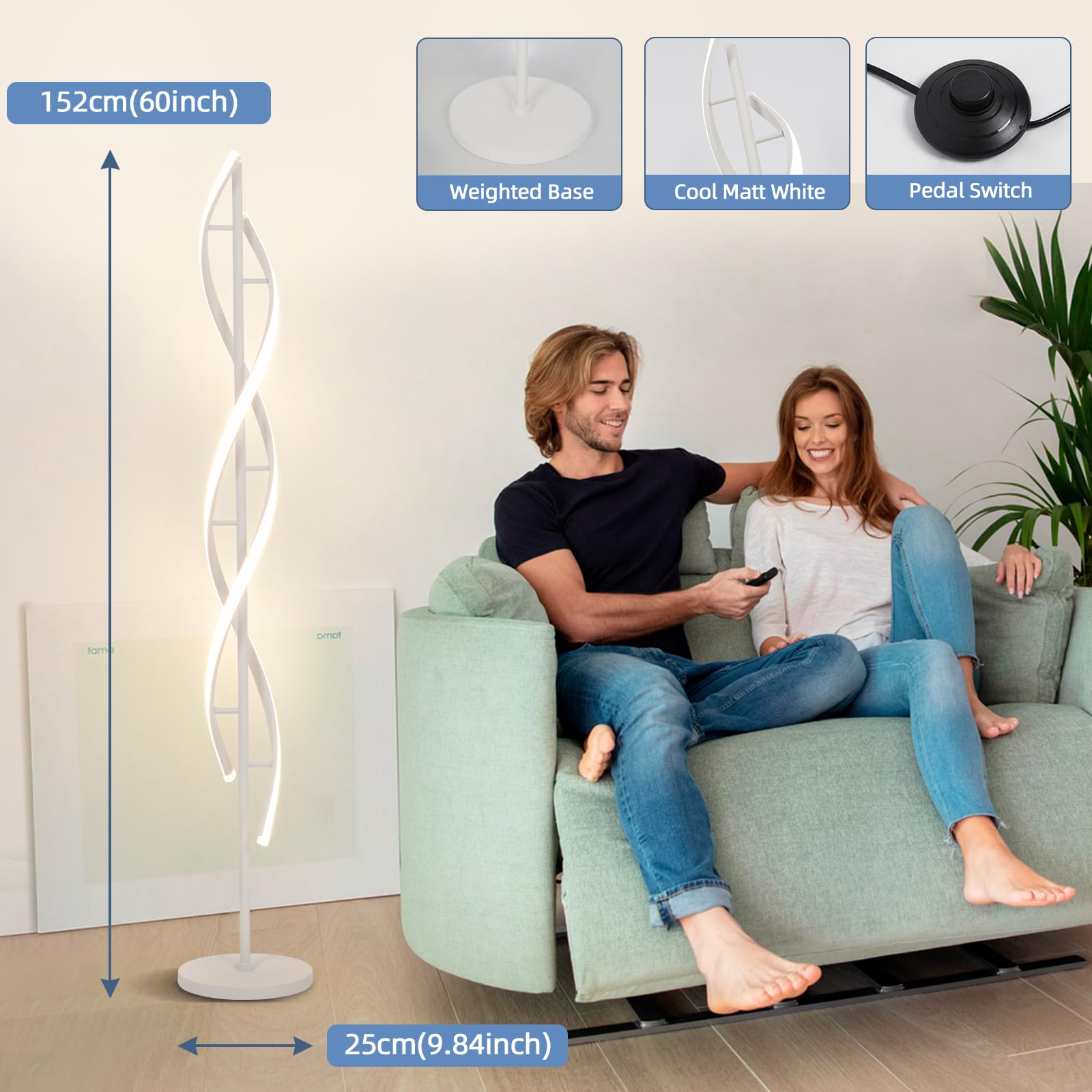 Adisun 40W Modern Floor Lamp With Remote 60 Inch Dimmable Floor Lamp For Bedroom Standing Lamp Led Floor Lamps For Living Room D