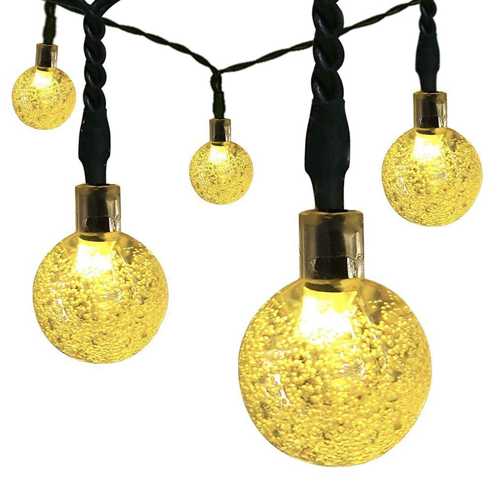 Globe String Lights, CMYK 20 Ft 30 Crystal Balls Waterproof LED Fairy Lights, Outdoor Starry Lights Solar Powered String Lights,