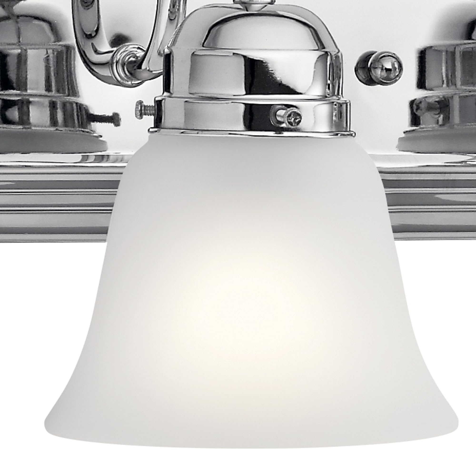 Kichler 30'' 4-Light Vanity Bath Light In Chrome, Modern Bathroom Light With Clear Satin Etched Glass, (''30'' W X 8'' H), 5338C