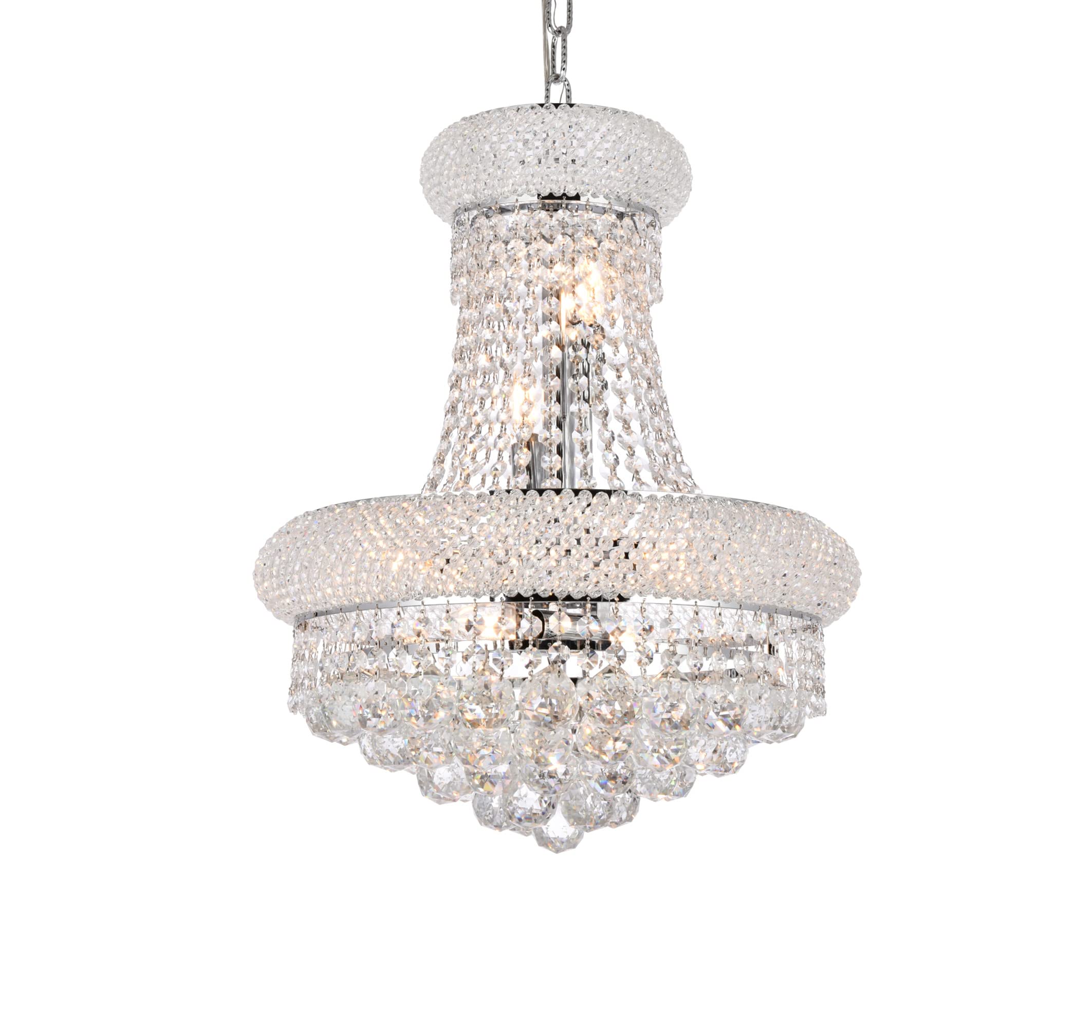 Elegant Lighting 8-Light Crystal Chandelier, Royal Cut Clear Crystals, 16inx20in, Chrome Finish, Model 1800D16C/RC