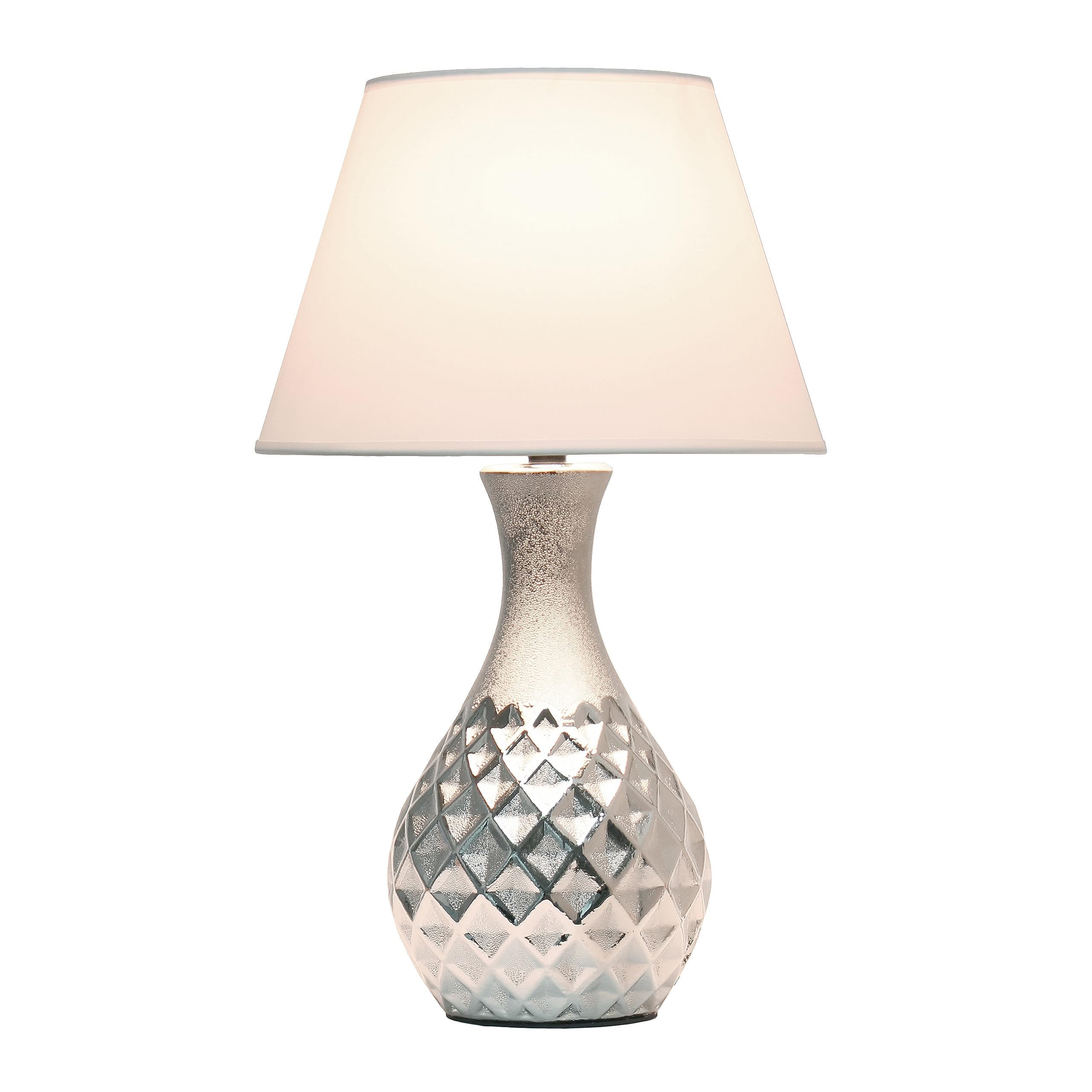 Elegant Designs Lt2041-Msv Juliet Vase Decorative Ceramic Table Lamp With Metallic Silver Base And White Fabric Shade