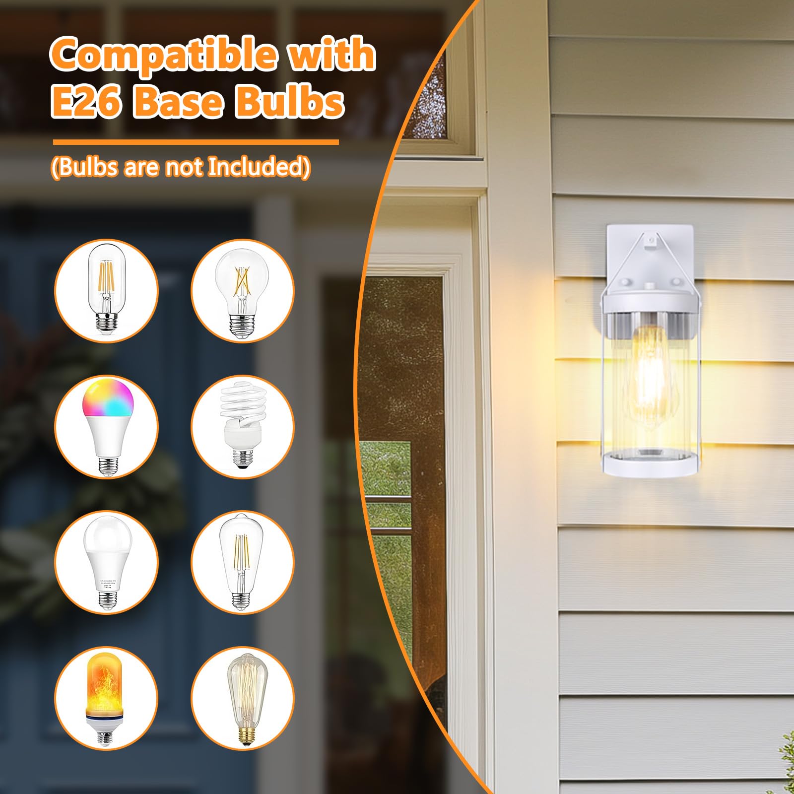 2-Pack Outdoor Light Fixtures Wall Mount, Waterproof Exterior Wall Lantern Front Porch Lights, Modern White Sconce Lighting With