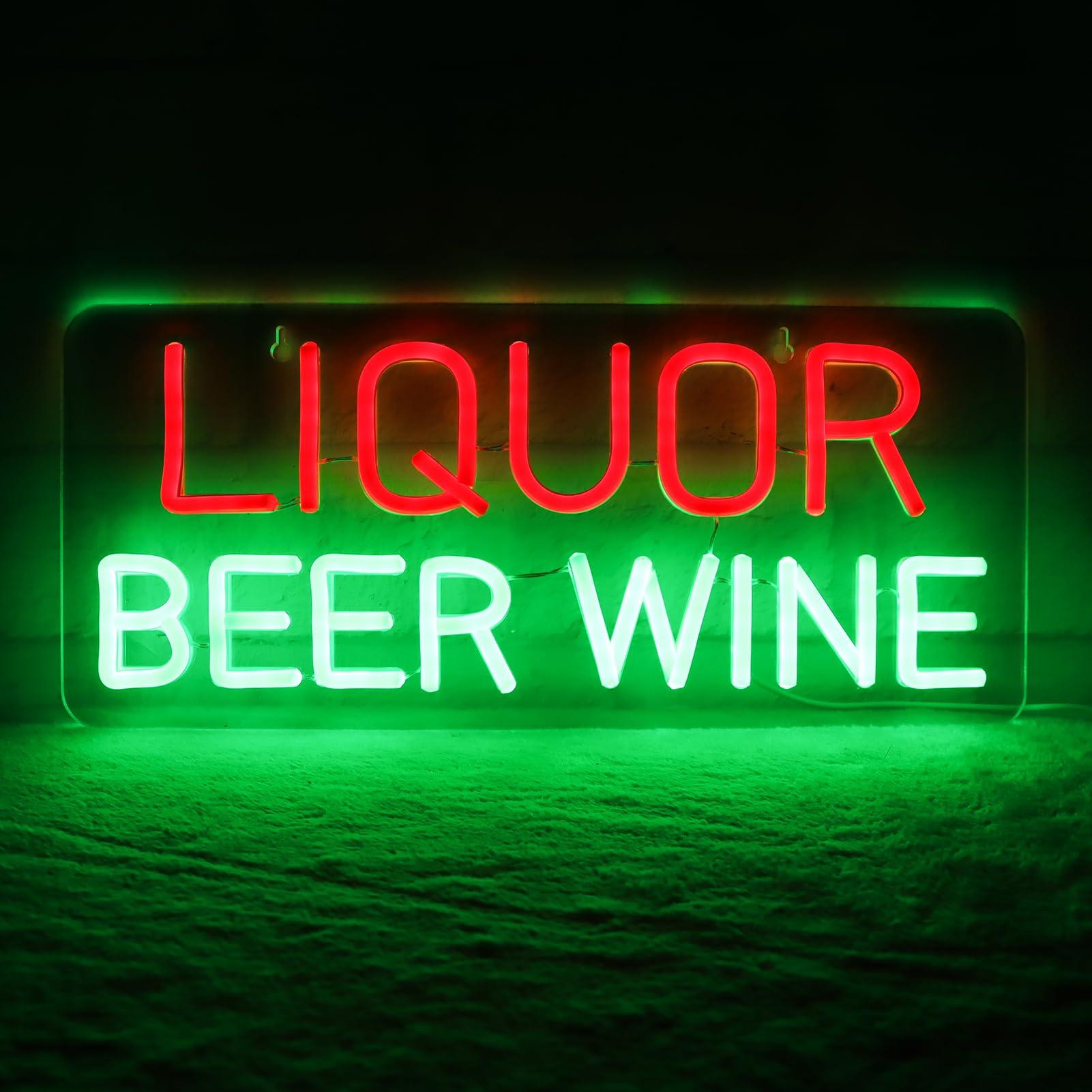 JFLLamp Neon Wall Sign - LED Decor for Bedroom, 16.1inx7in, Plastic, Red+Green, Model Liquor malt-inspired Wine-001