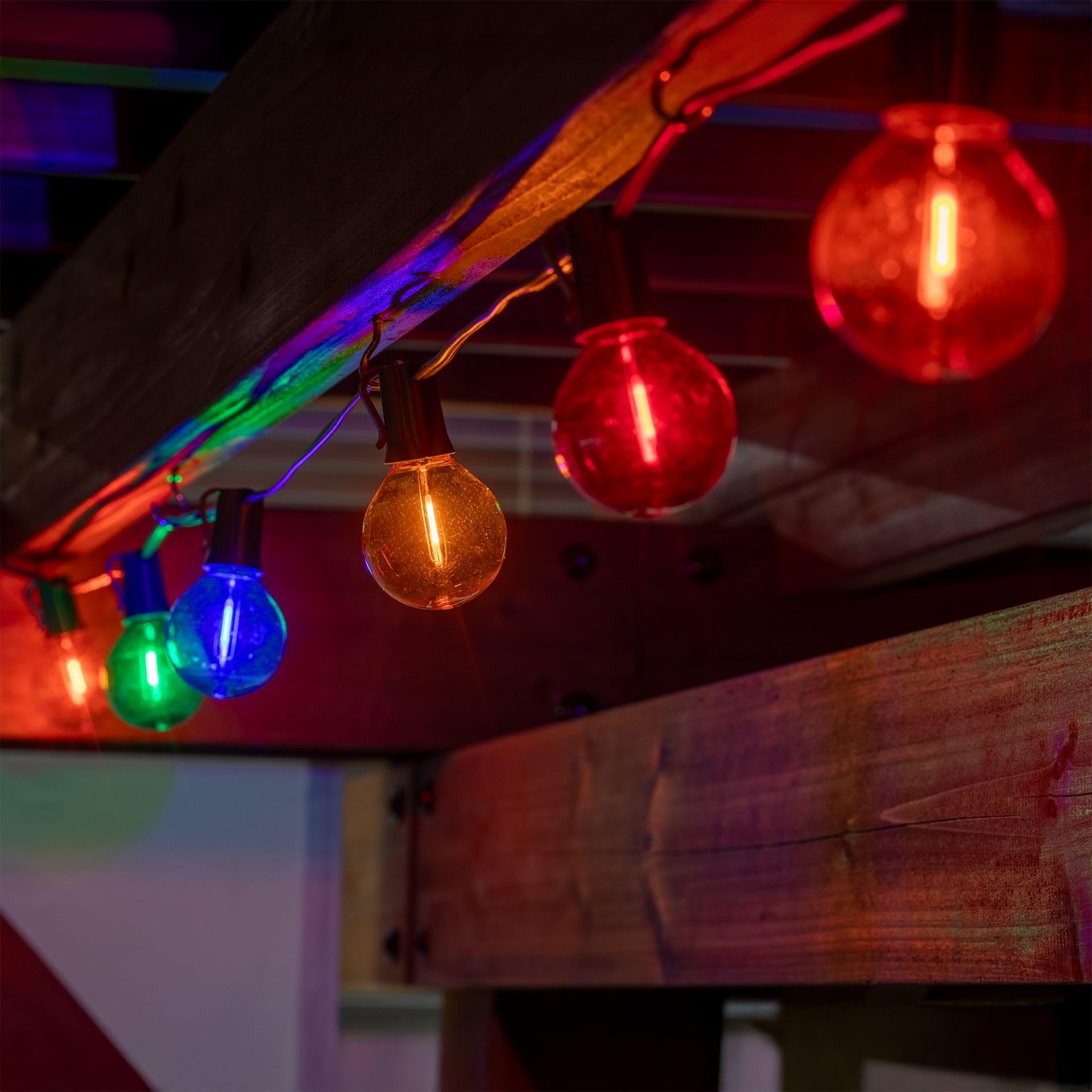 Novelty Lights 25 Pack Multicolor G40 Led Filament String Light Bulbs  E12/C7 Candelabra Base  5 Watt Equivalent  Shatterproof Replacement Bulbs For Patios  Canopy Lighting