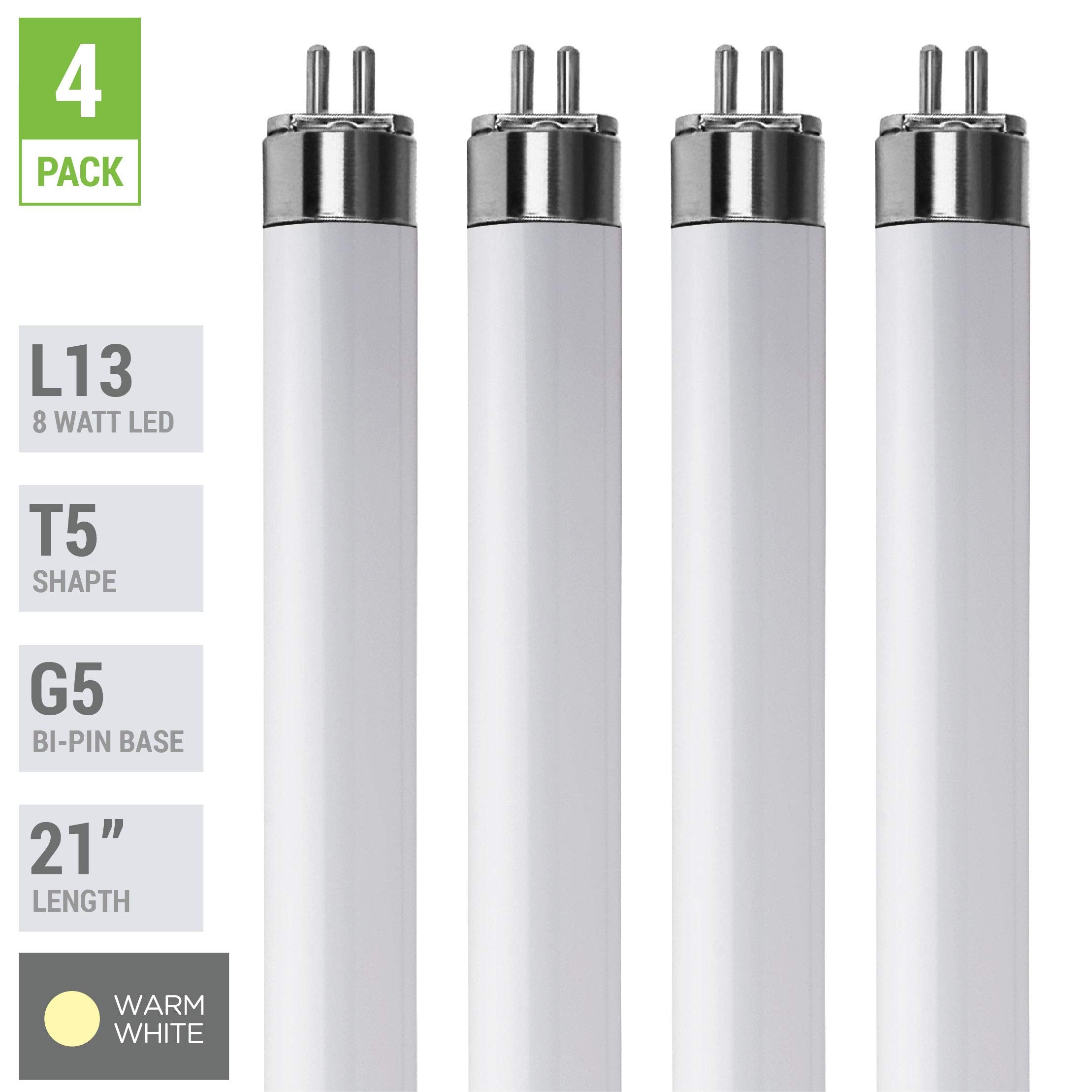Kor (Pack Of 4) Led Direct Replacement T5/Ww - T5 3000K Warm White - 9 Watt - 21'' - 900 Lumens - Super Long-Life Light Bulbs No