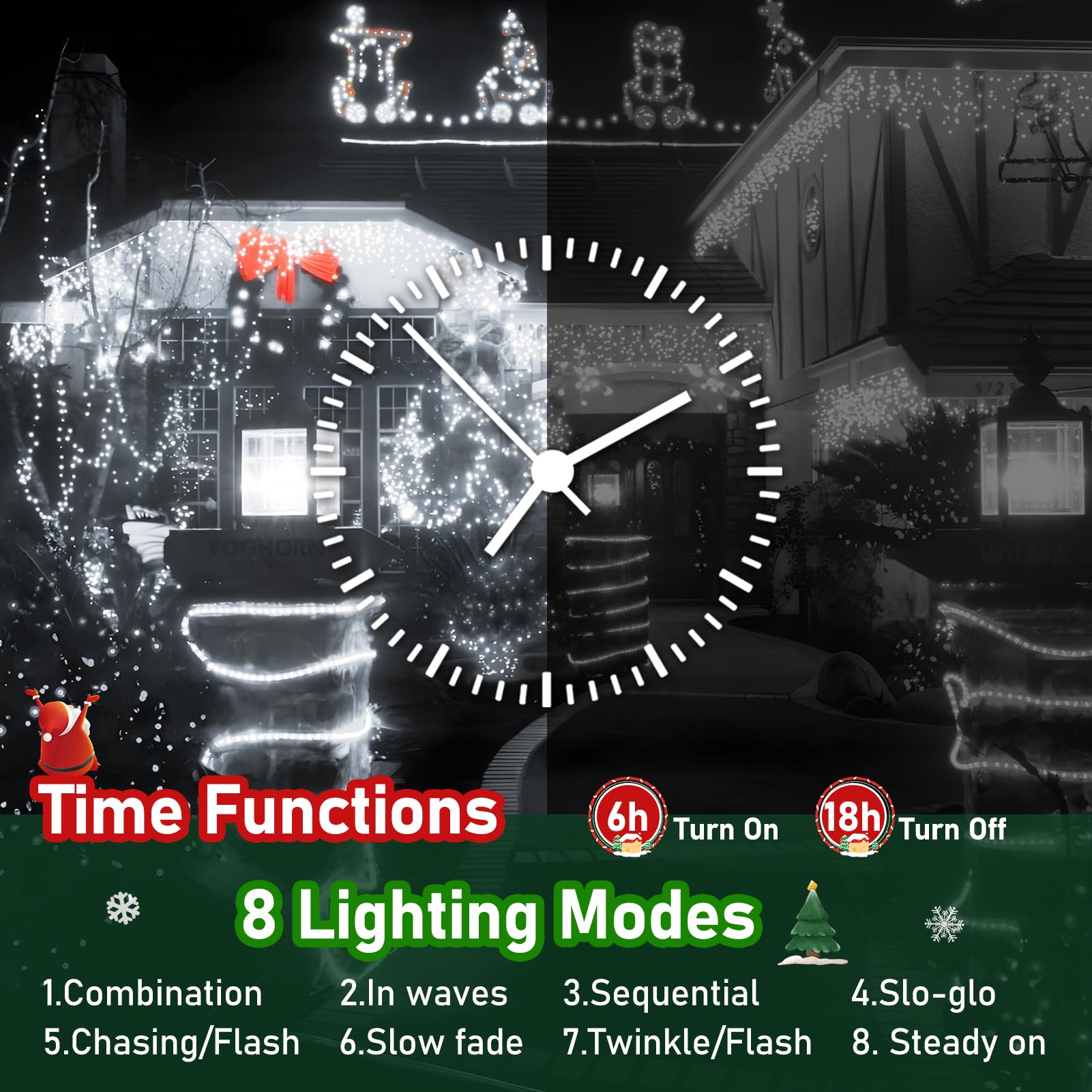 XURISEN LED Christmas Lights Outdoor 1400 LEDs 561FT Cool White, 8 Modes & Timer, Model XUR-STG37