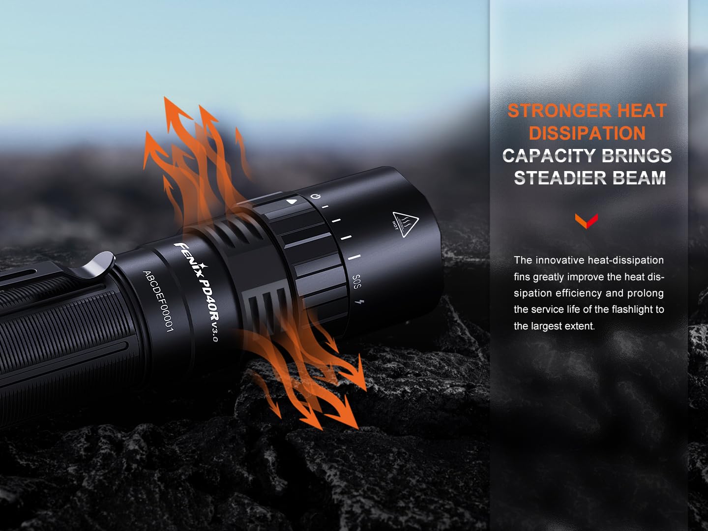Fenix PD40R v3.0 High Lumen Flashlight - 3000 Lumen, USB-C Rechargeable, Black, Includes Two ARB-L21-5000 Batteries and Lumen