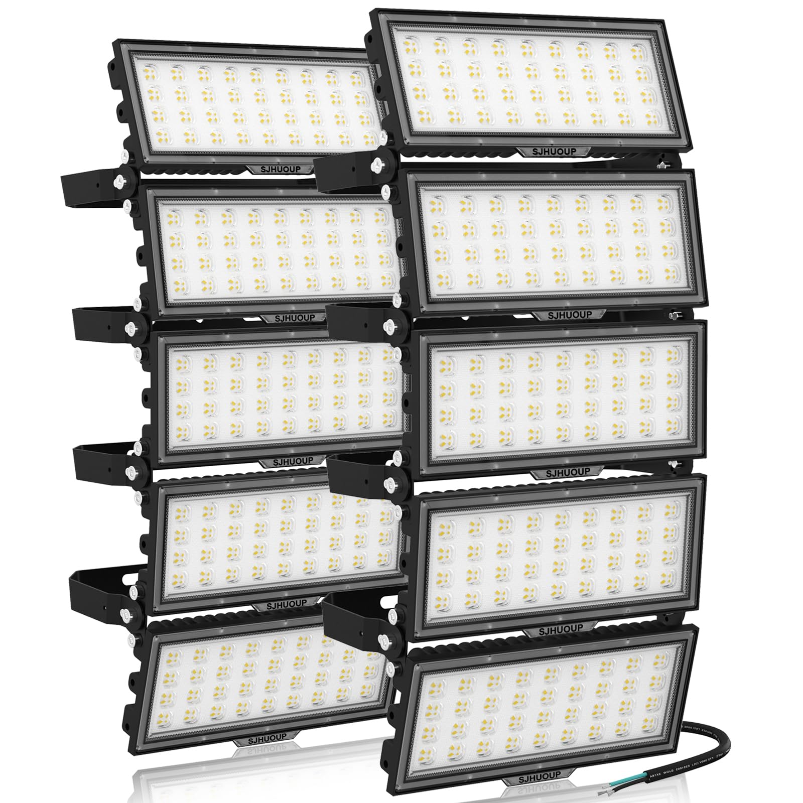 SJHUOUP 1000W Stadium Lights Outdoor LED Flood Light Outdoor 130000LM Super Bright 500W Stadium Flood Light 2Pack 100-277V 6500K Daylight IP67 Waterproof Adjustable Arena Lights for Court