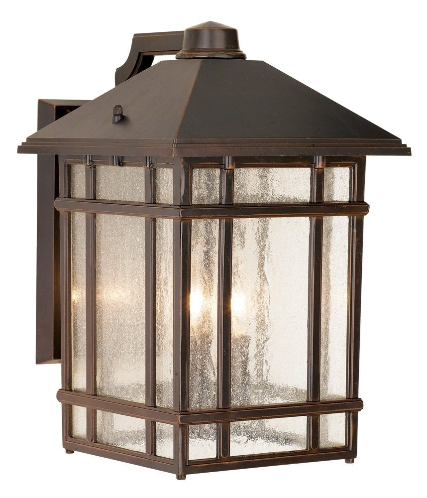 kathy ireland J du J Sierra Craftsman Outdoor Wall Light 15in Brown Glass