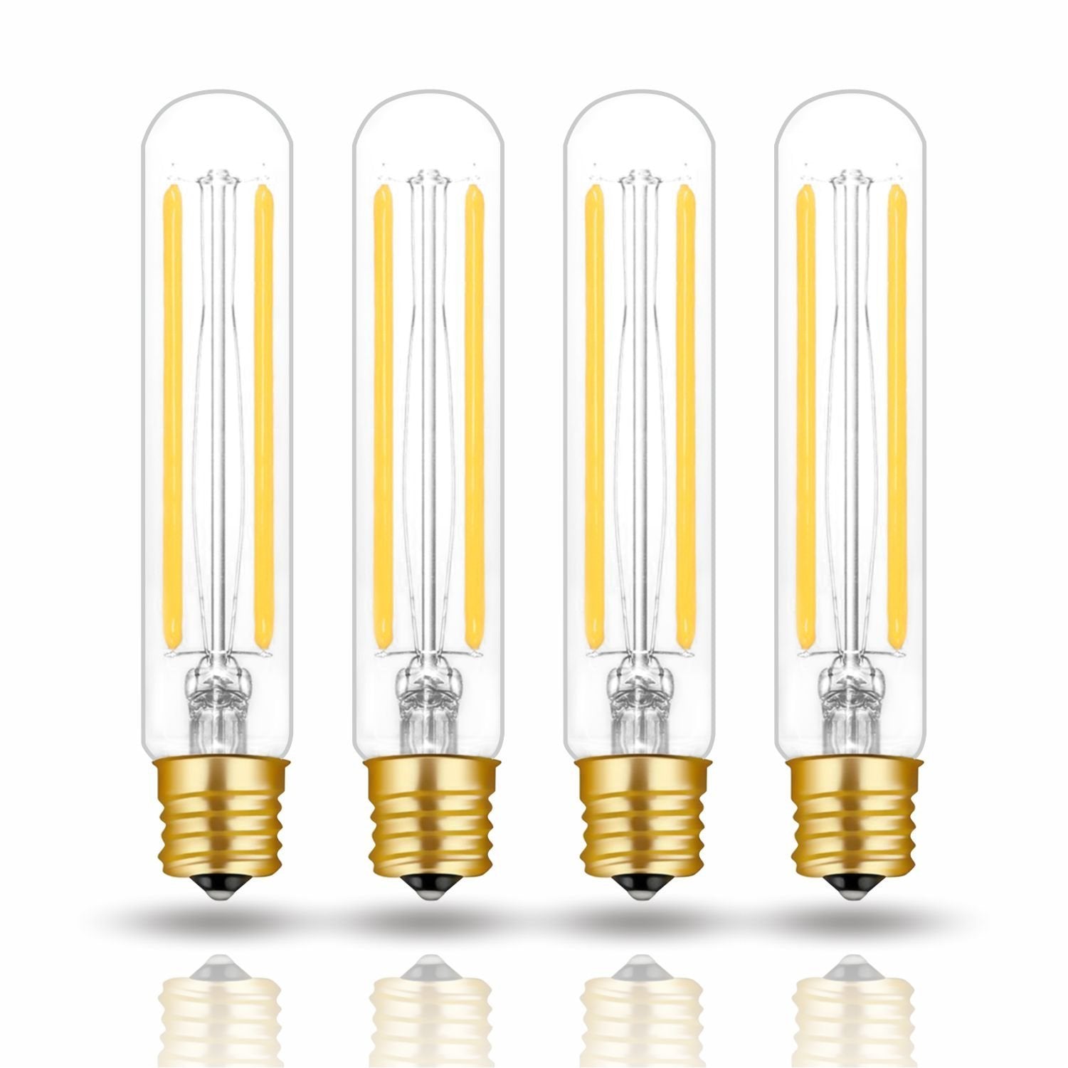 Hizashi 4W LED T6.5 Tubular Filament Bulb E17 Intermediate Base Dimmable 4.7'' Length 40W Equivalent Light Bulb 4000K Cool White